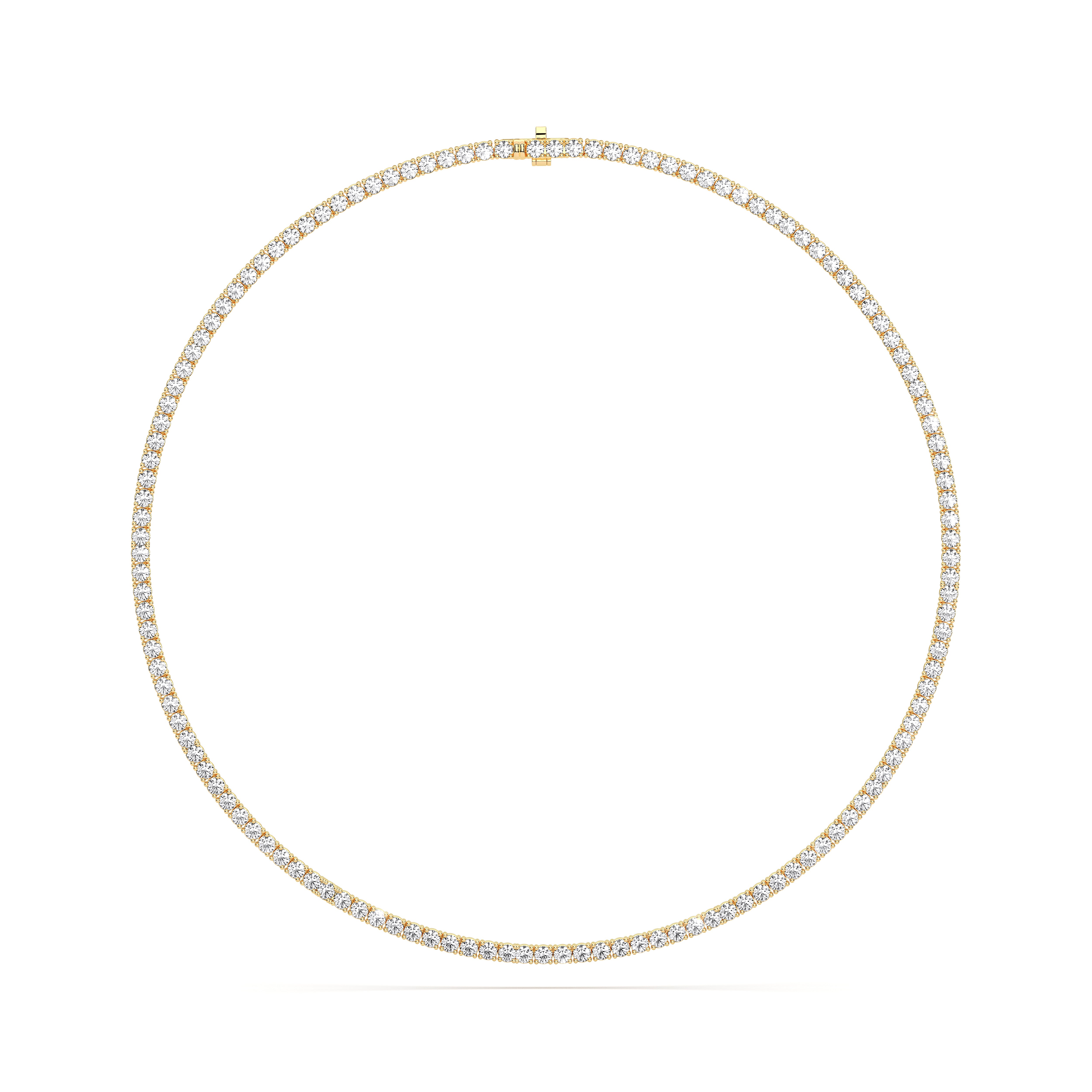 17 Carat Round Briiliant Cut Lab Grown Diamond Tennis Necklace For Her In Solid Gold