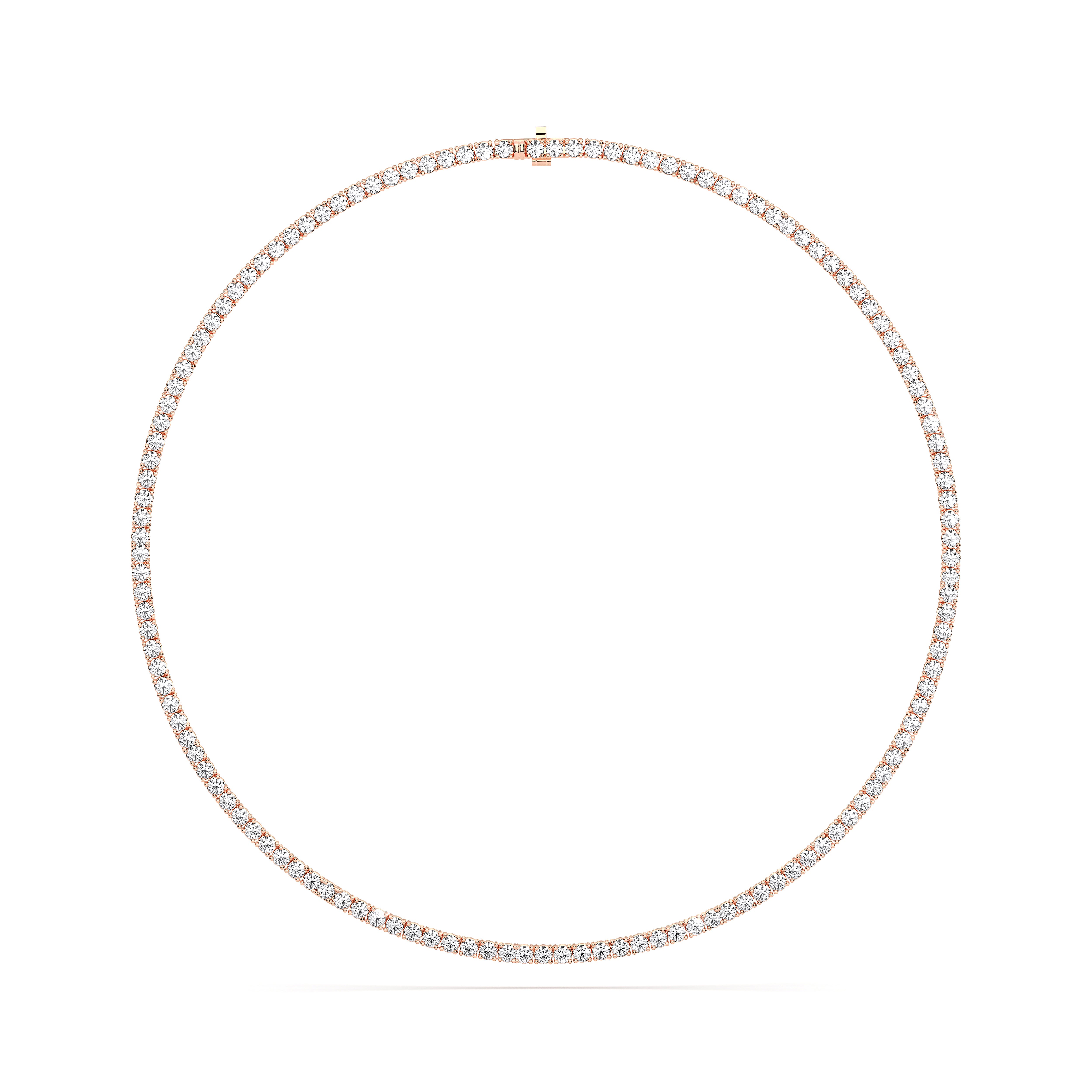 17 Carat Round Briiliant Cut Lab Grown Diamond Tennis Necklace For Her In Solid Gold
