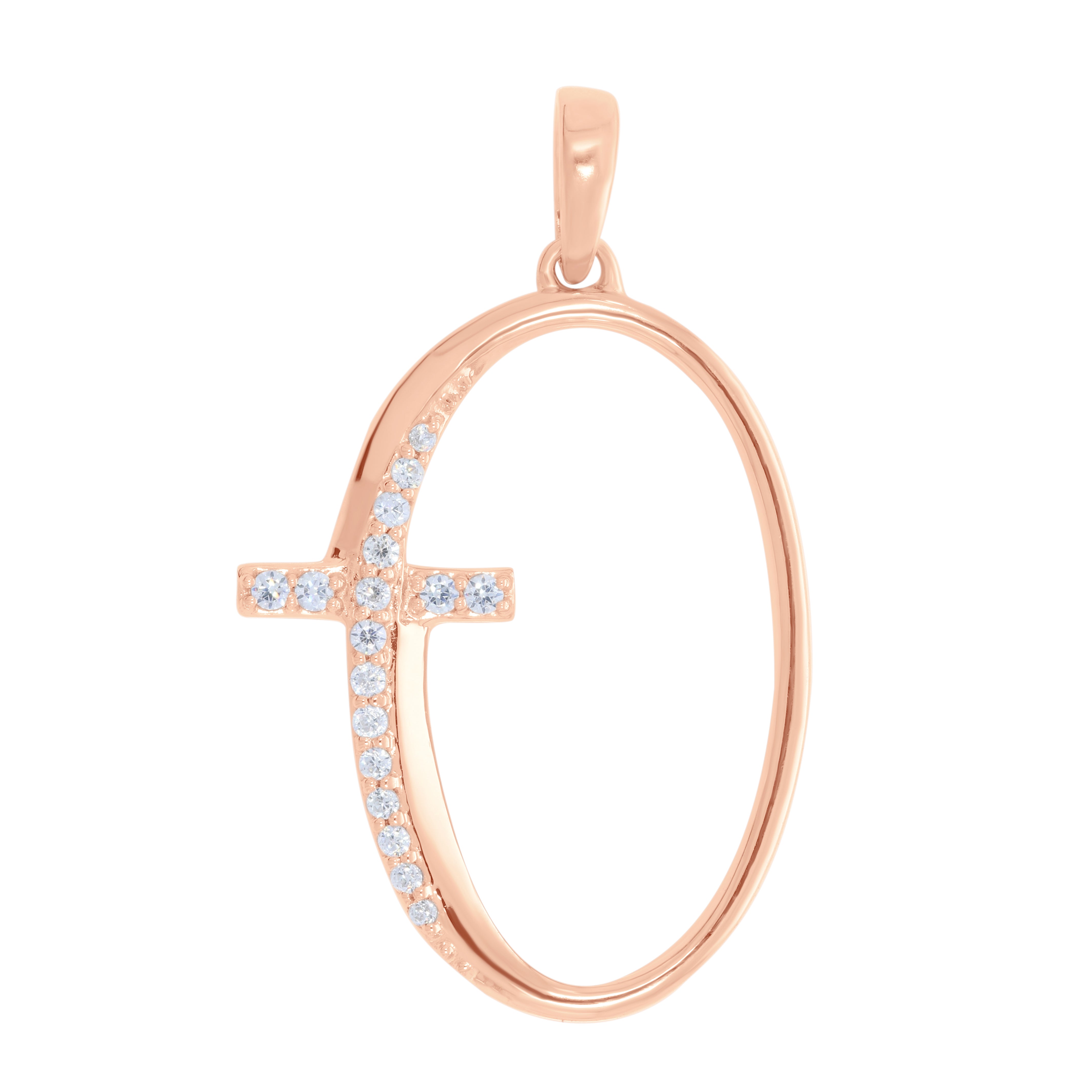 Keeva Jewels Round Diamond Q Alphabet And Cross Design Pendant -KJP063