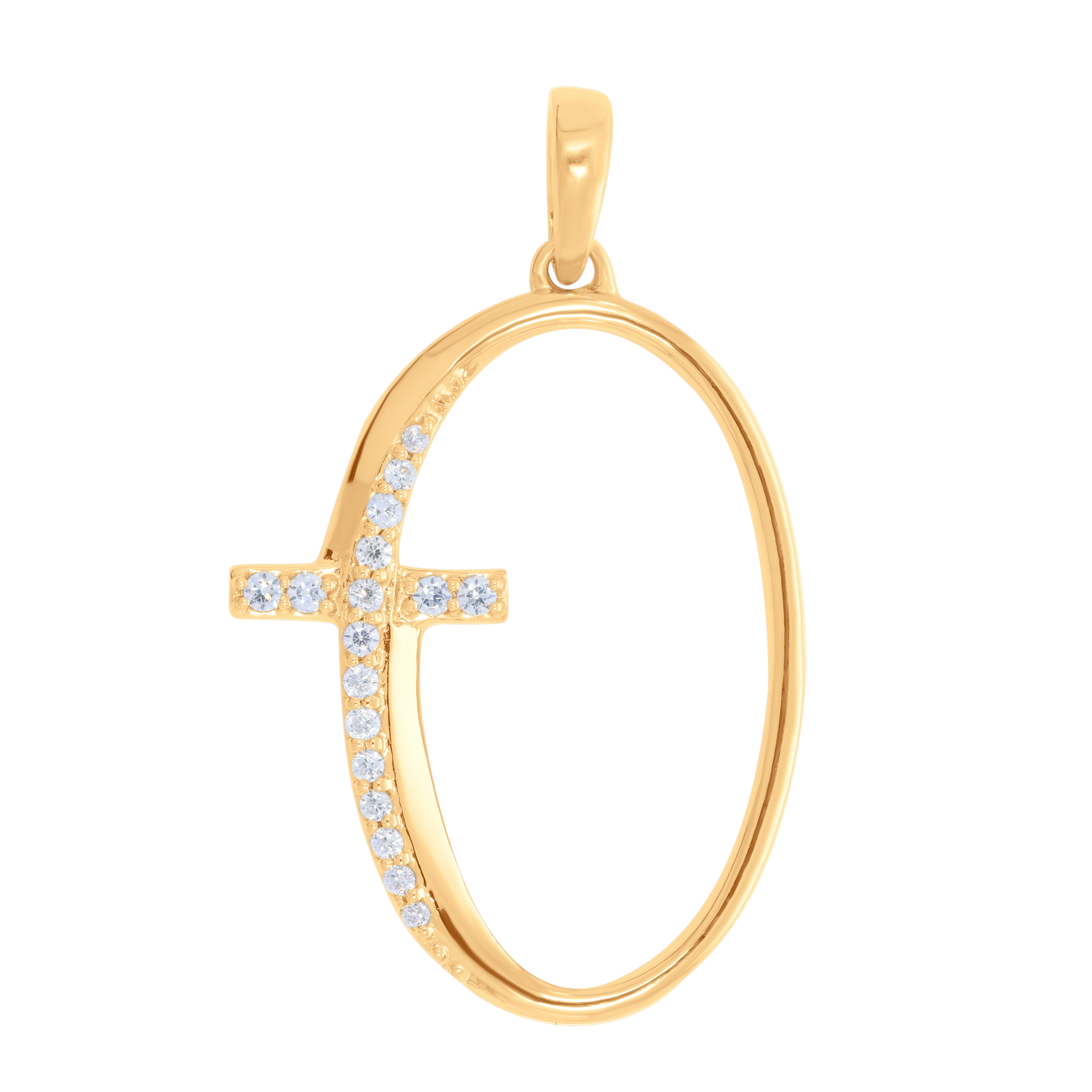 Keeva Jewels Round Diamond Q Alphabet And Cross Design Pendant -KJP063