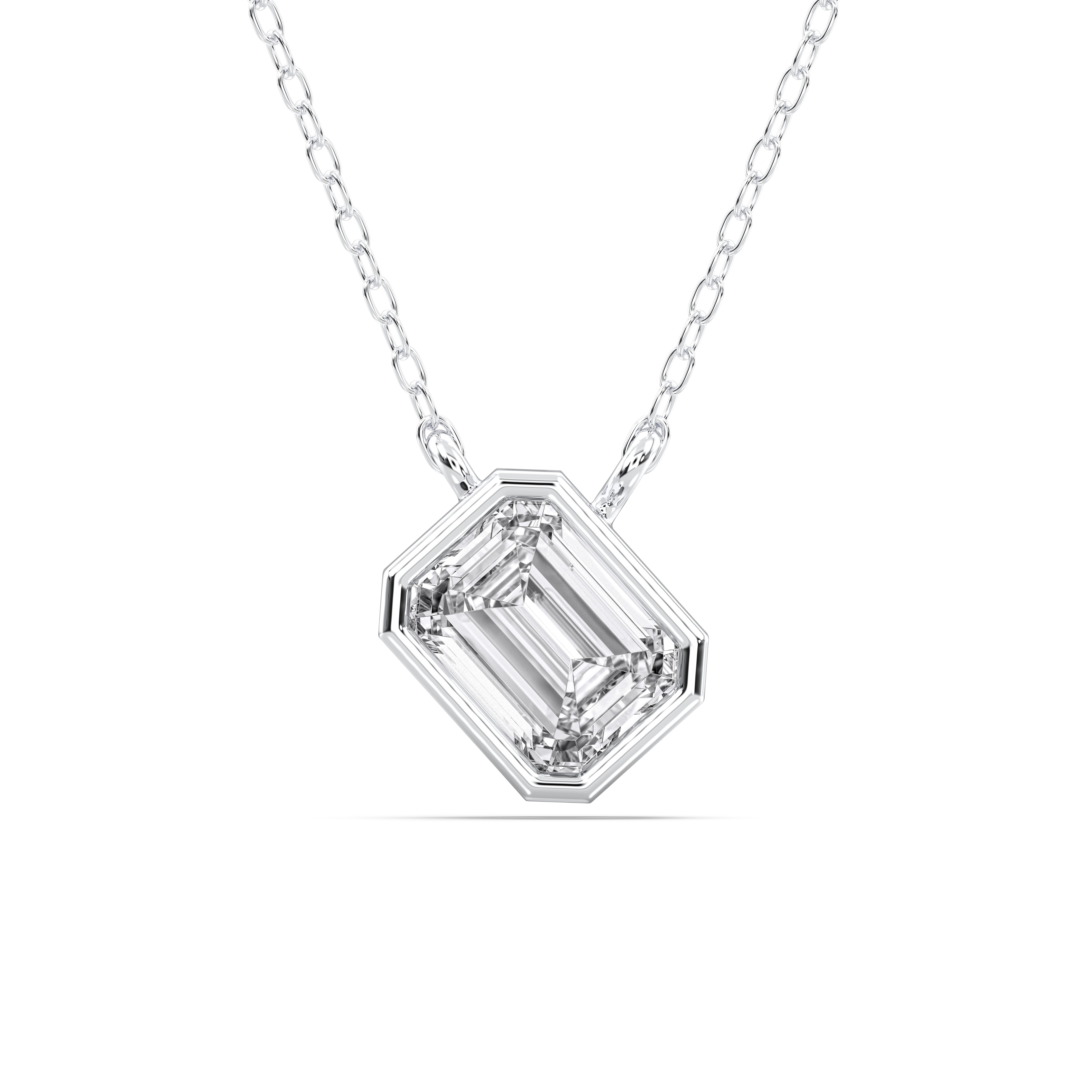 0.75 Carat Bezel Set Emerald Diamond Solitaire Pendant Made in Solid Gold