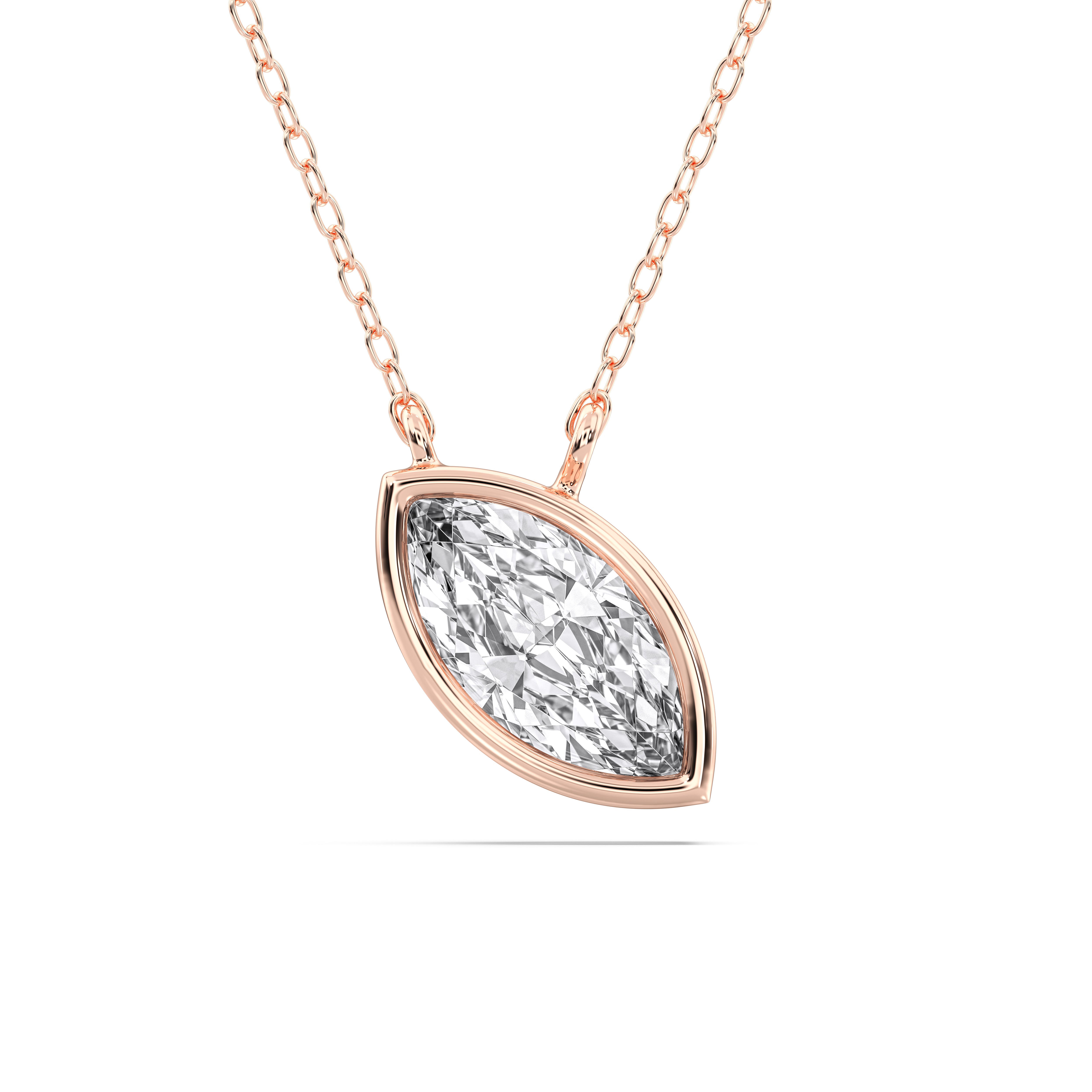 0.75 Carat Marquise Shape Lab Grown Diamond Solitaire Pendant Made in Solid Gold