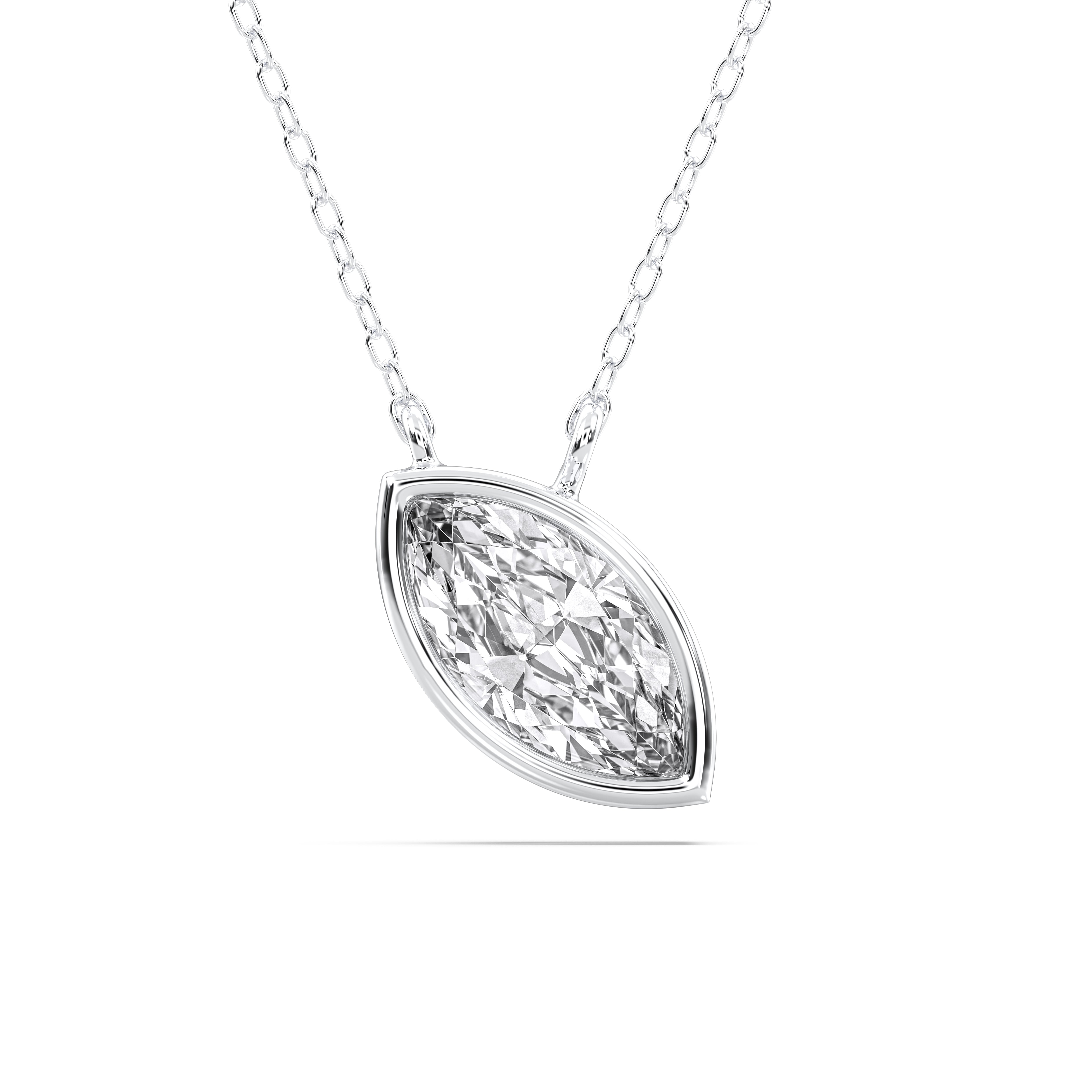 0.75 Carat Marquise Shape Lab Grown Diamond Solitaire Pendant Made in Solid Gold
