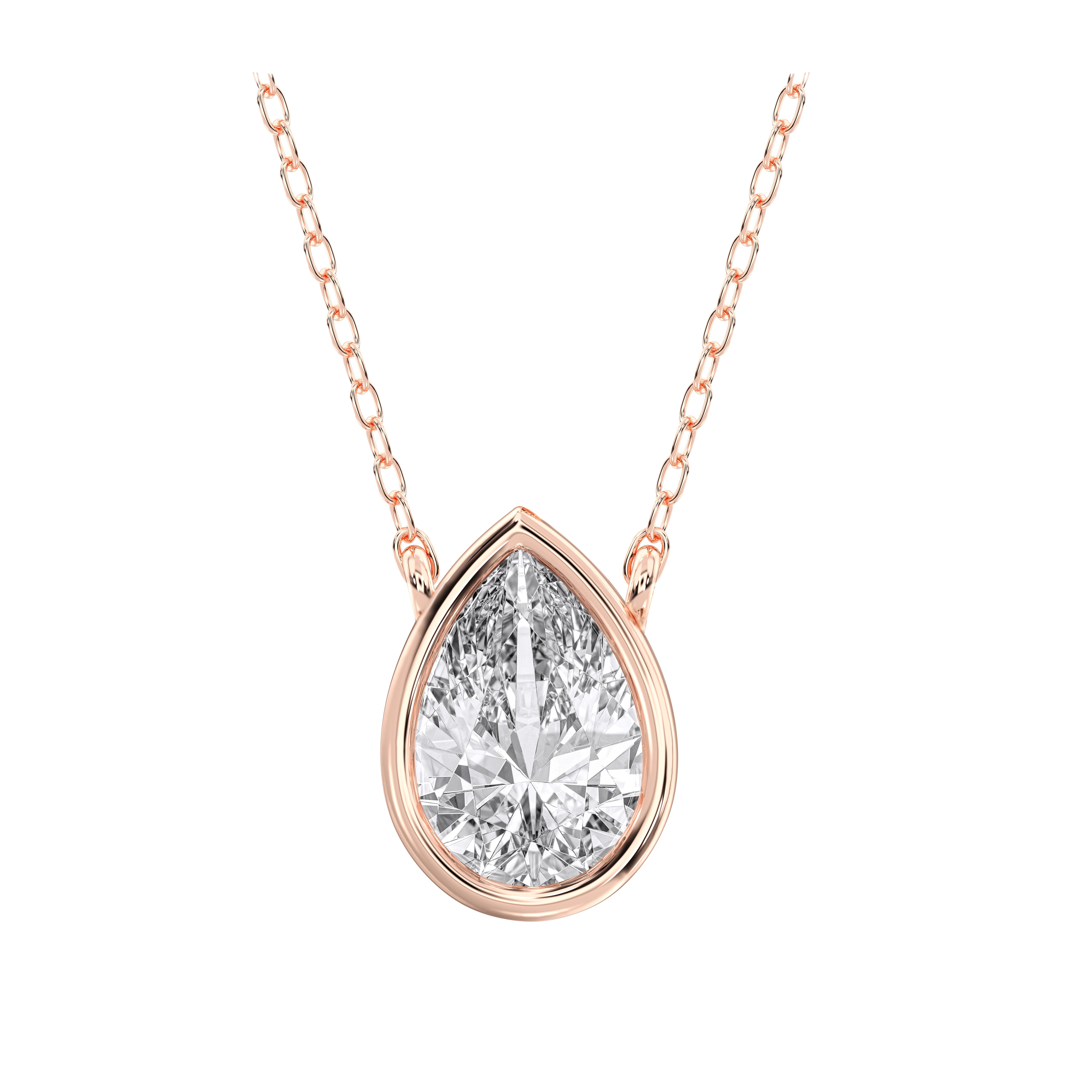 0.75 Carat Pear Shape Lab Grown Diamond Solitaire Pendant Made in Solid Gold