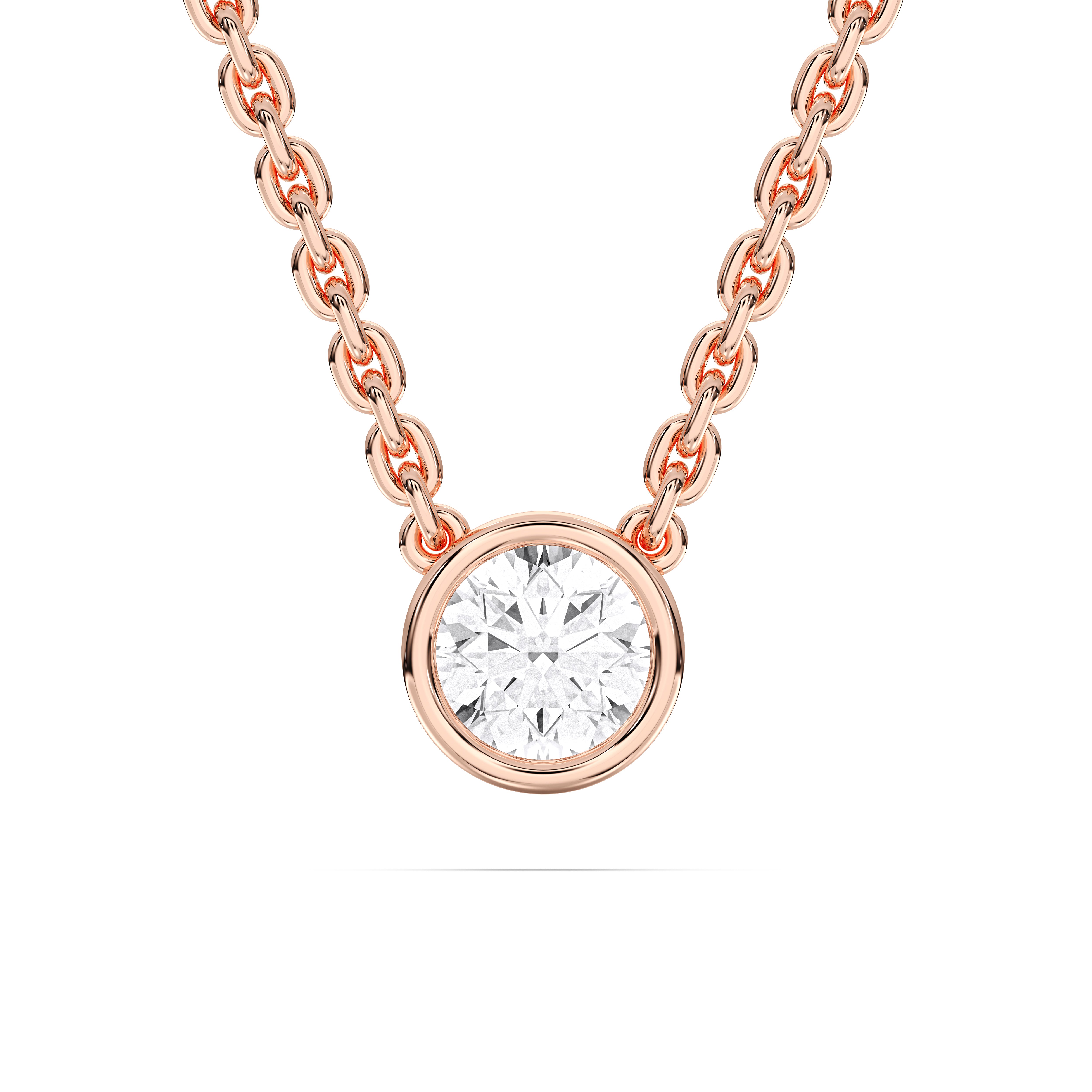 0.50Ct to 2Ct Bezel Set Round Diamond Solitaire Pendant Made in Solid Gold