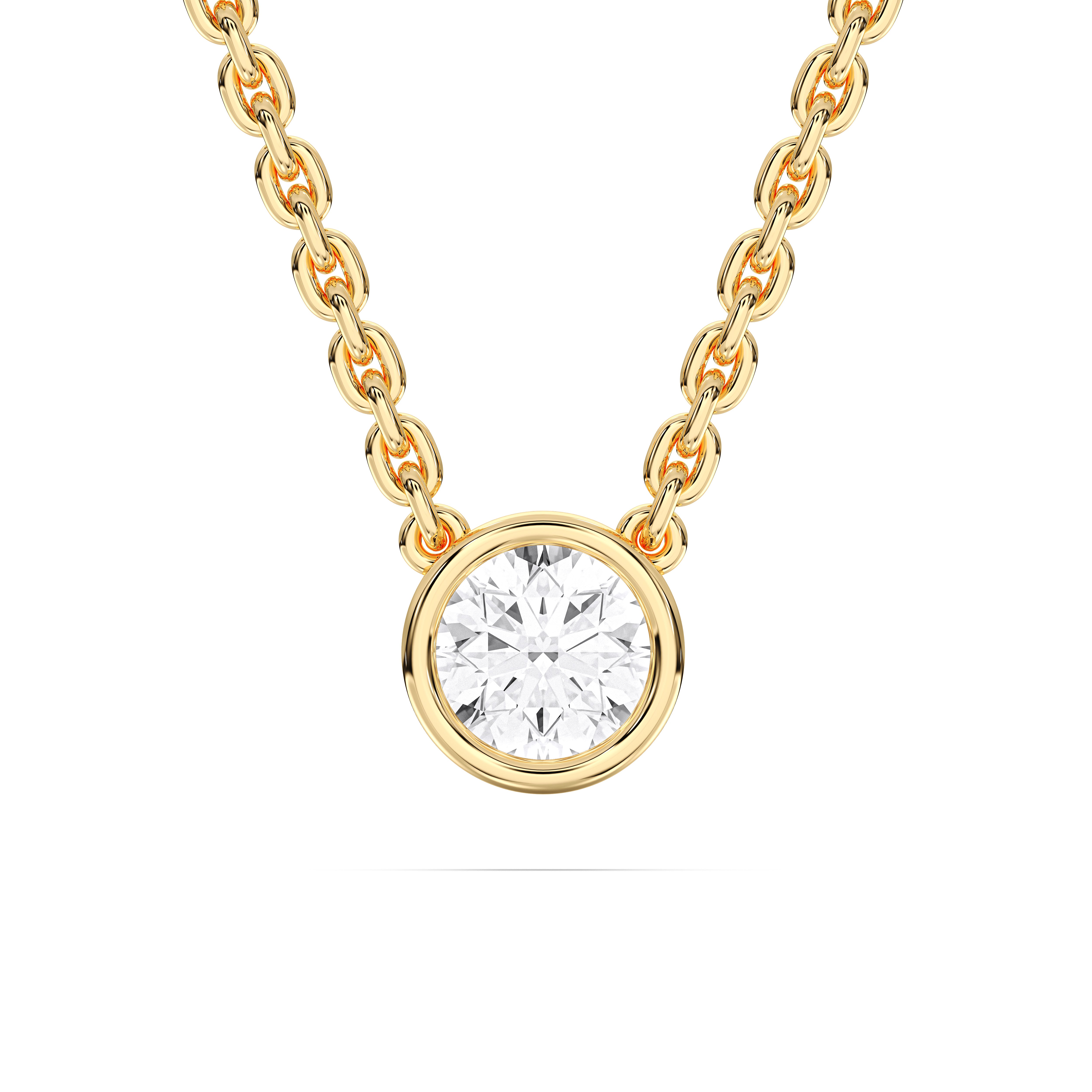 0.50Ct to 2Ct Bezel Set Round Diamond Solitaire Pendant Made in Solid Gold