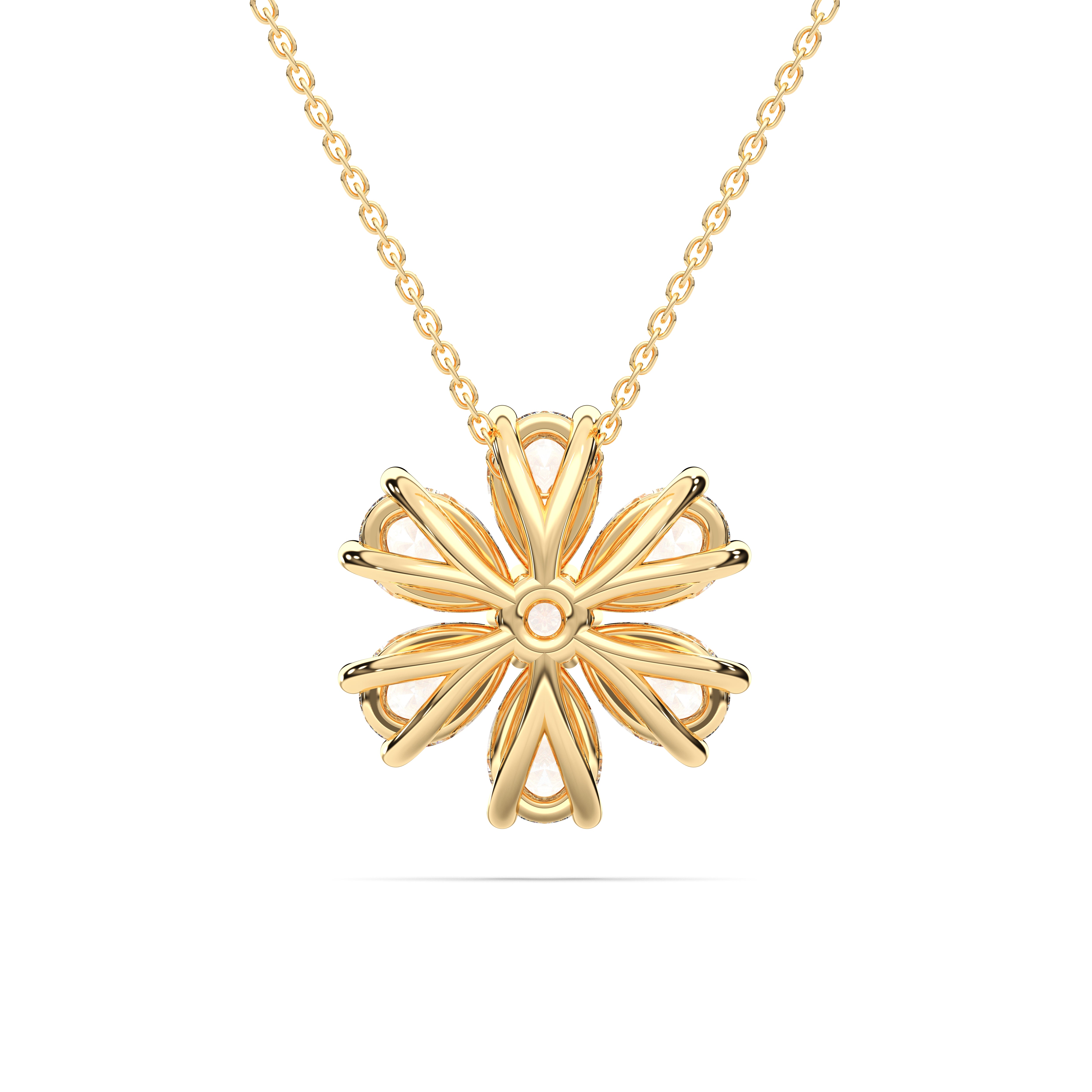 Flower Shaped 2.00 Carat Pear & Round Brilliant Cut Diamond Pendant In Solid Gold For Her