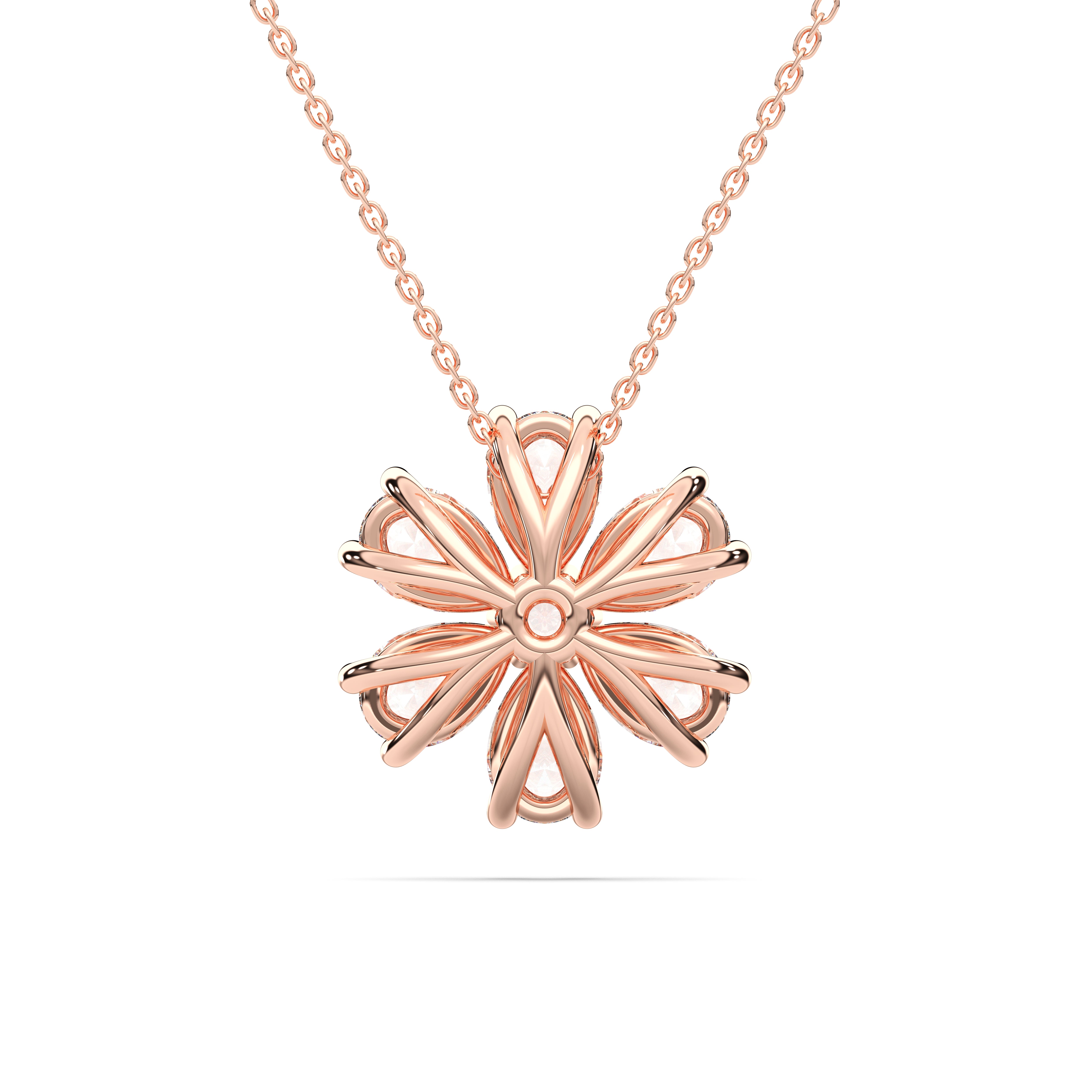 Flower Shaped 2.00 Carat Pear & Round Brilliant Cut Diamond Pendant In Solid Gold For Her