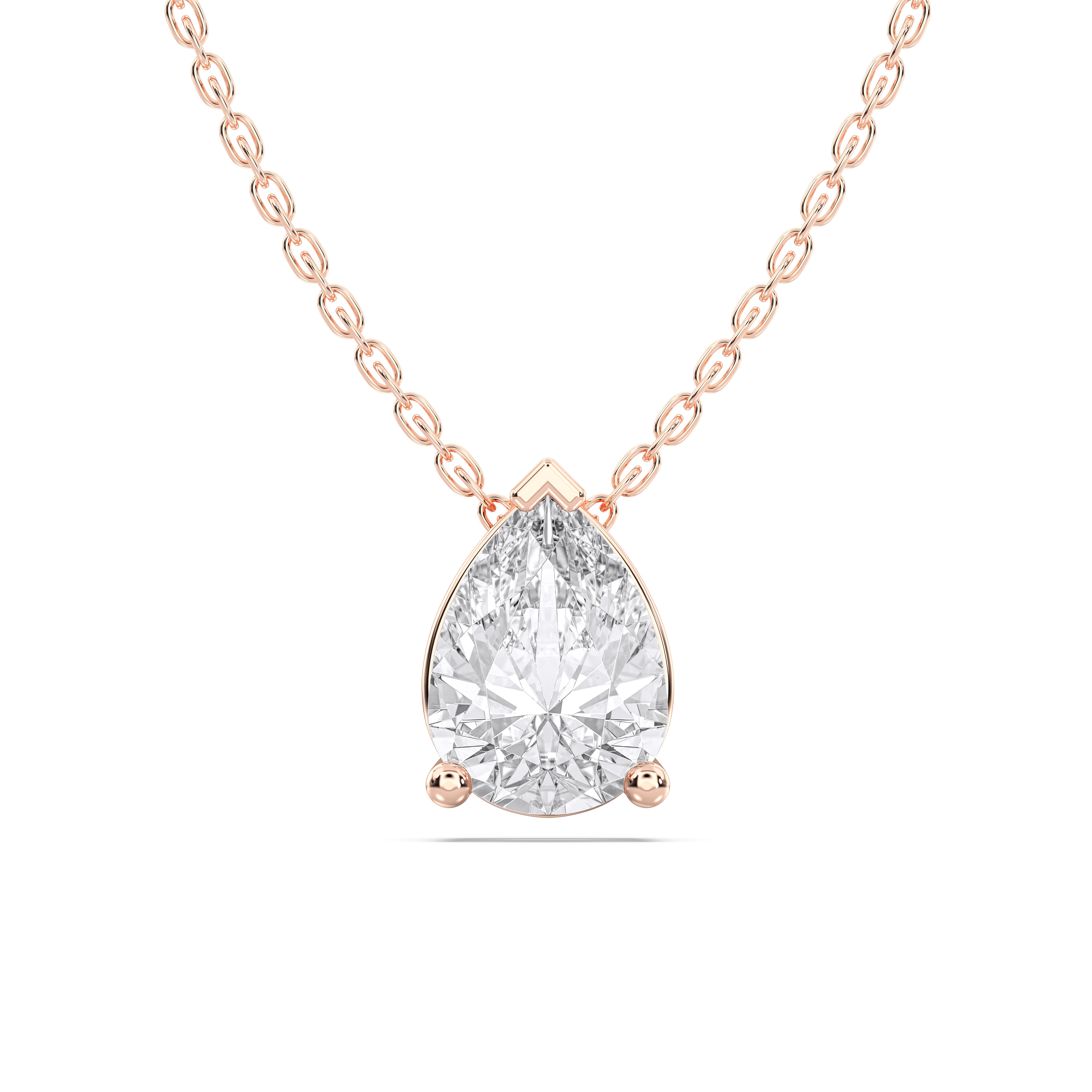 1.00Ct to 4.00Ct Pear Shape Lab Grown Diamond Solitaire Pendant Made in Solid Gold