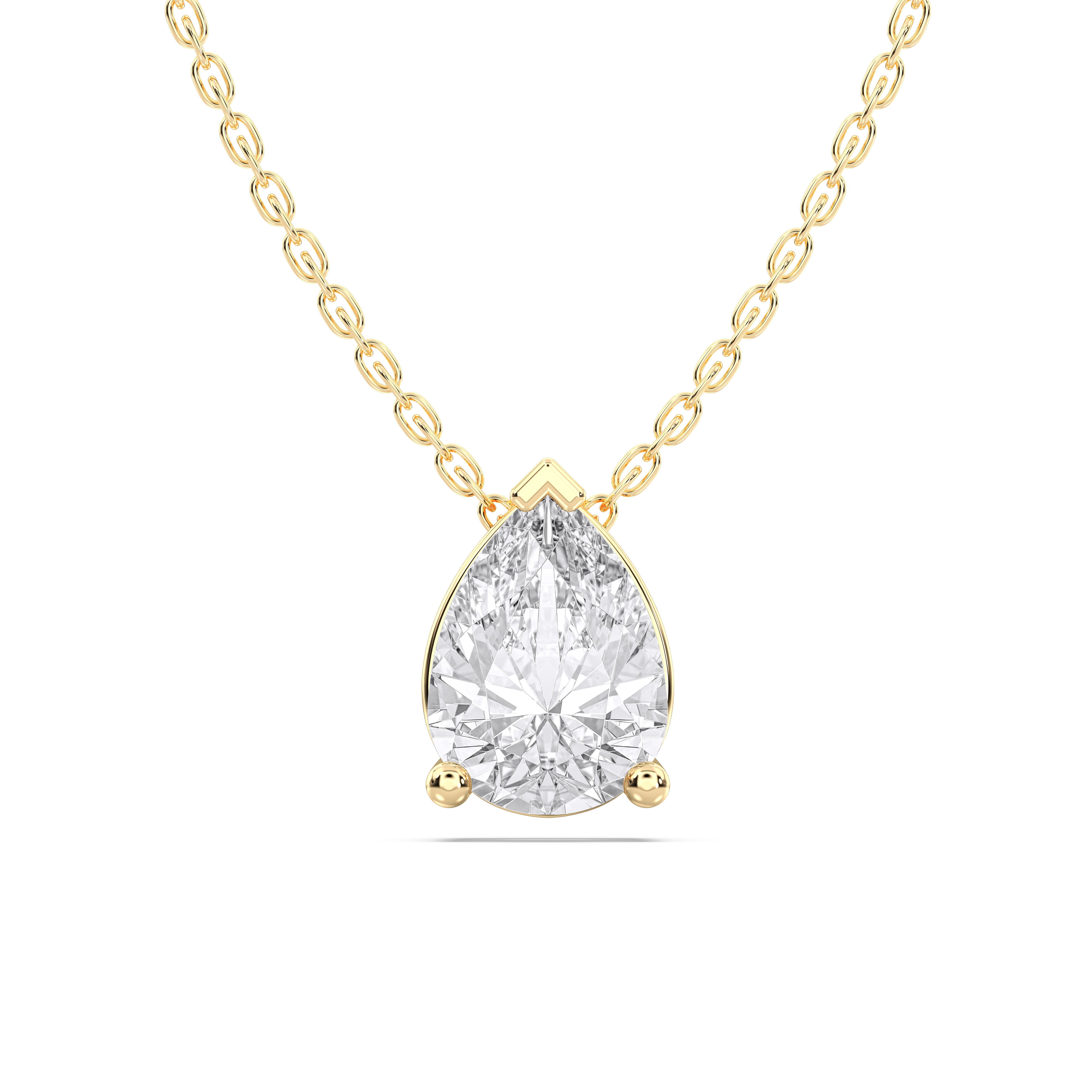 1.00Ct to 4.00Ct Pear Shape Lab Grown Diamond Solitaire Pendant Made in Solid Gold