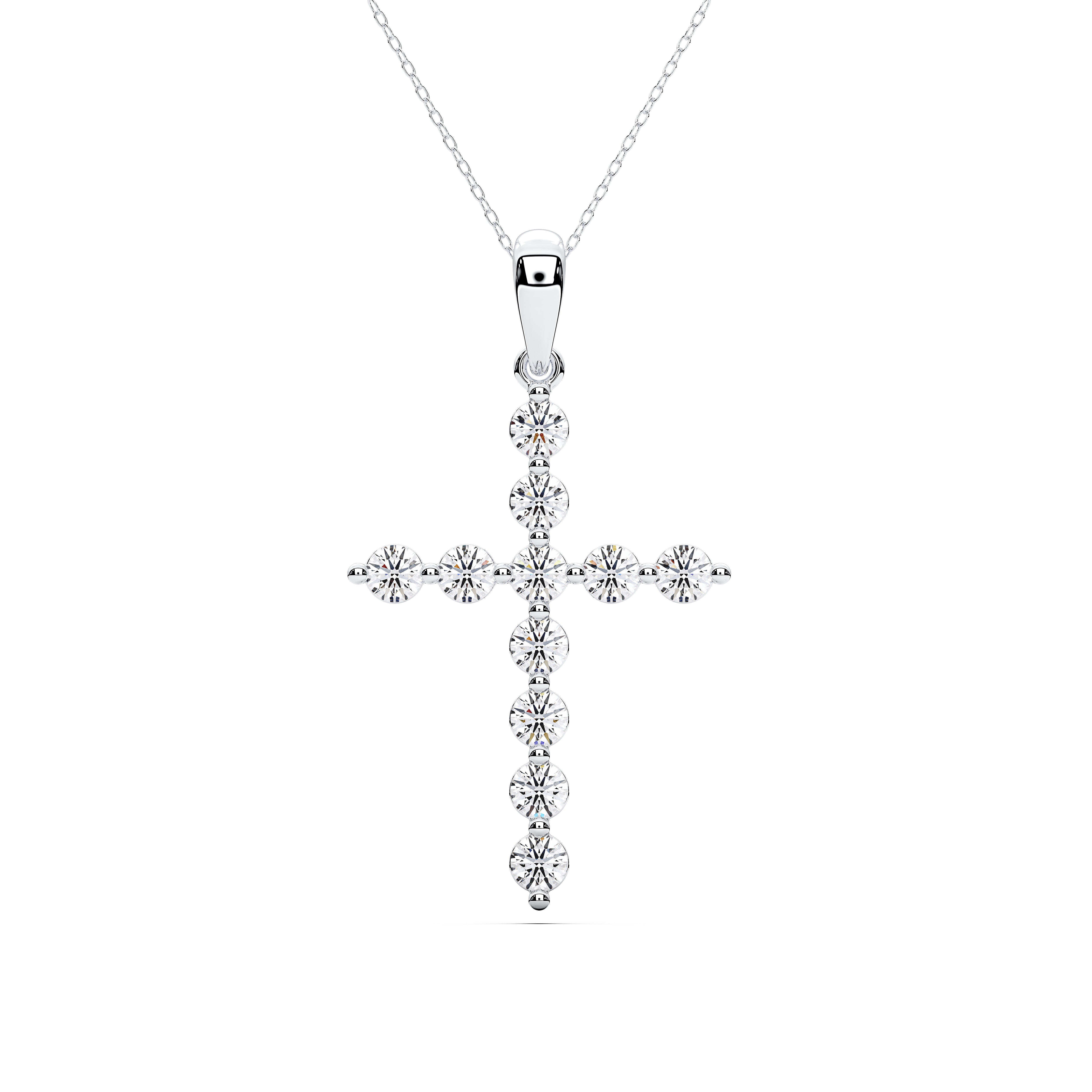 0.25Ct to 2.50Ct Roun Lab Grown Diamond Cross Pendant Made in Solid Gold