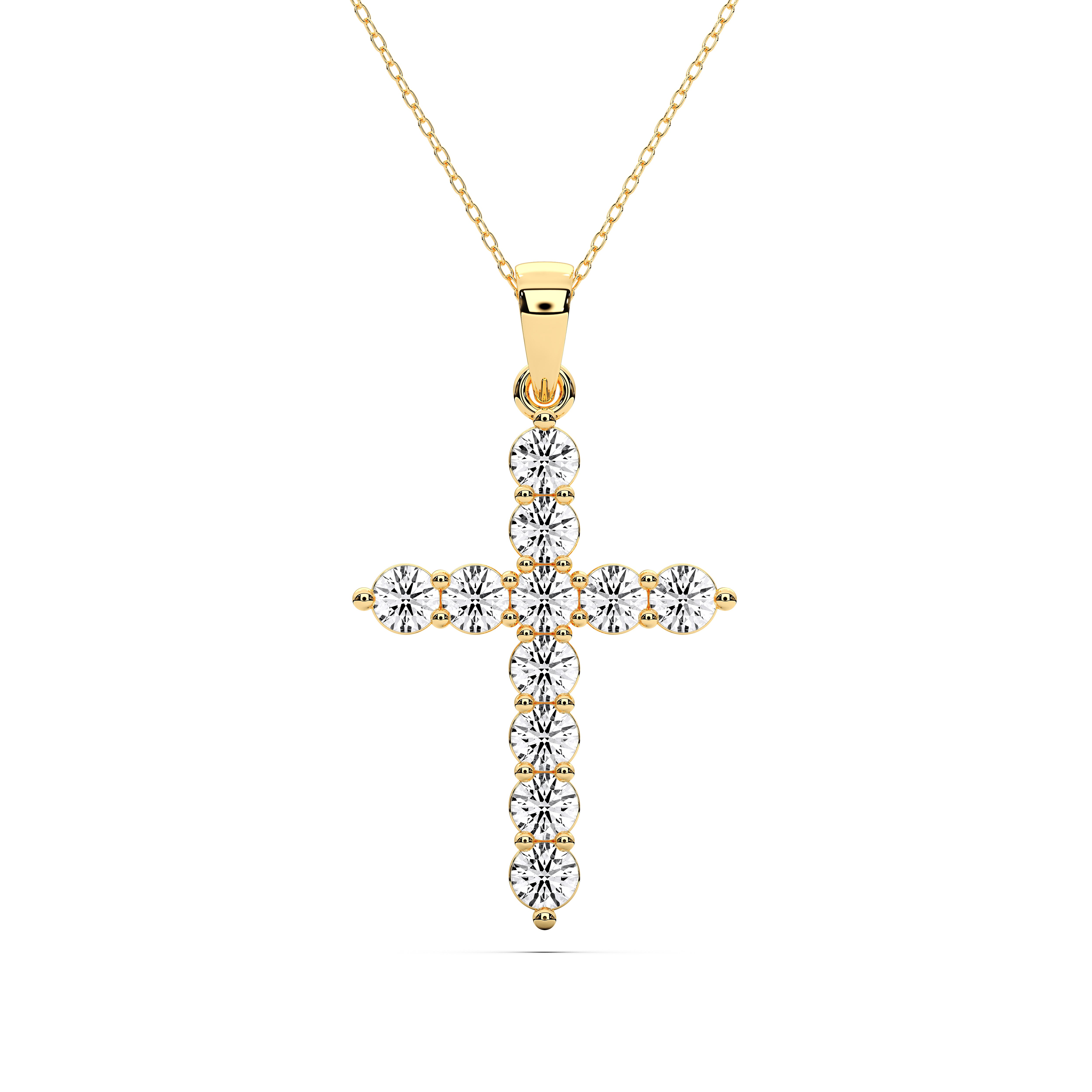 0.25 Carat to 2.50 Carat Round Lab Grown Diamond Holy Cross Pendant Made in Solid Gold
