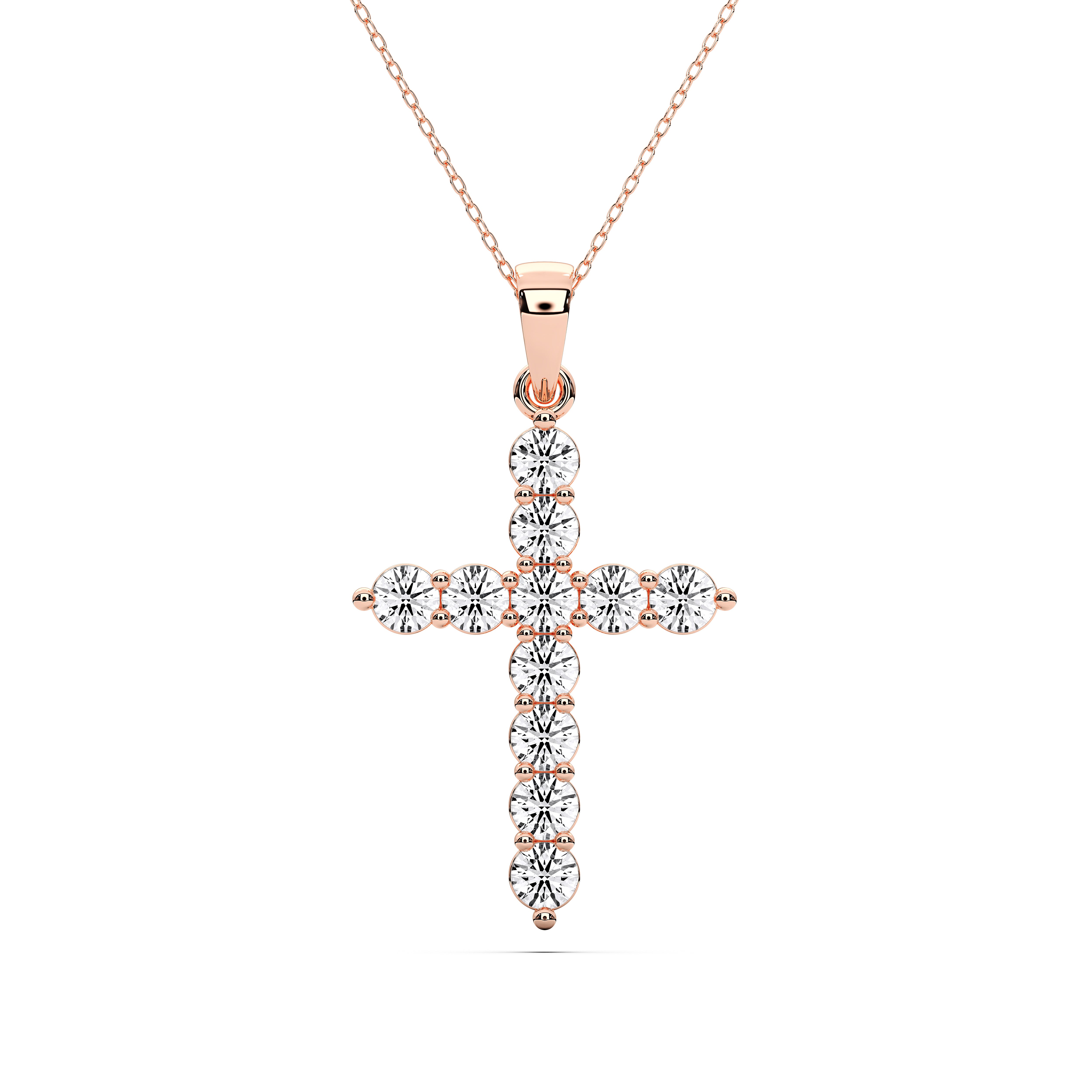 0.25 Carat to 2.50 Carat Round Lab Grown Diamond Holy Cross Pendant Made in Solid Gold