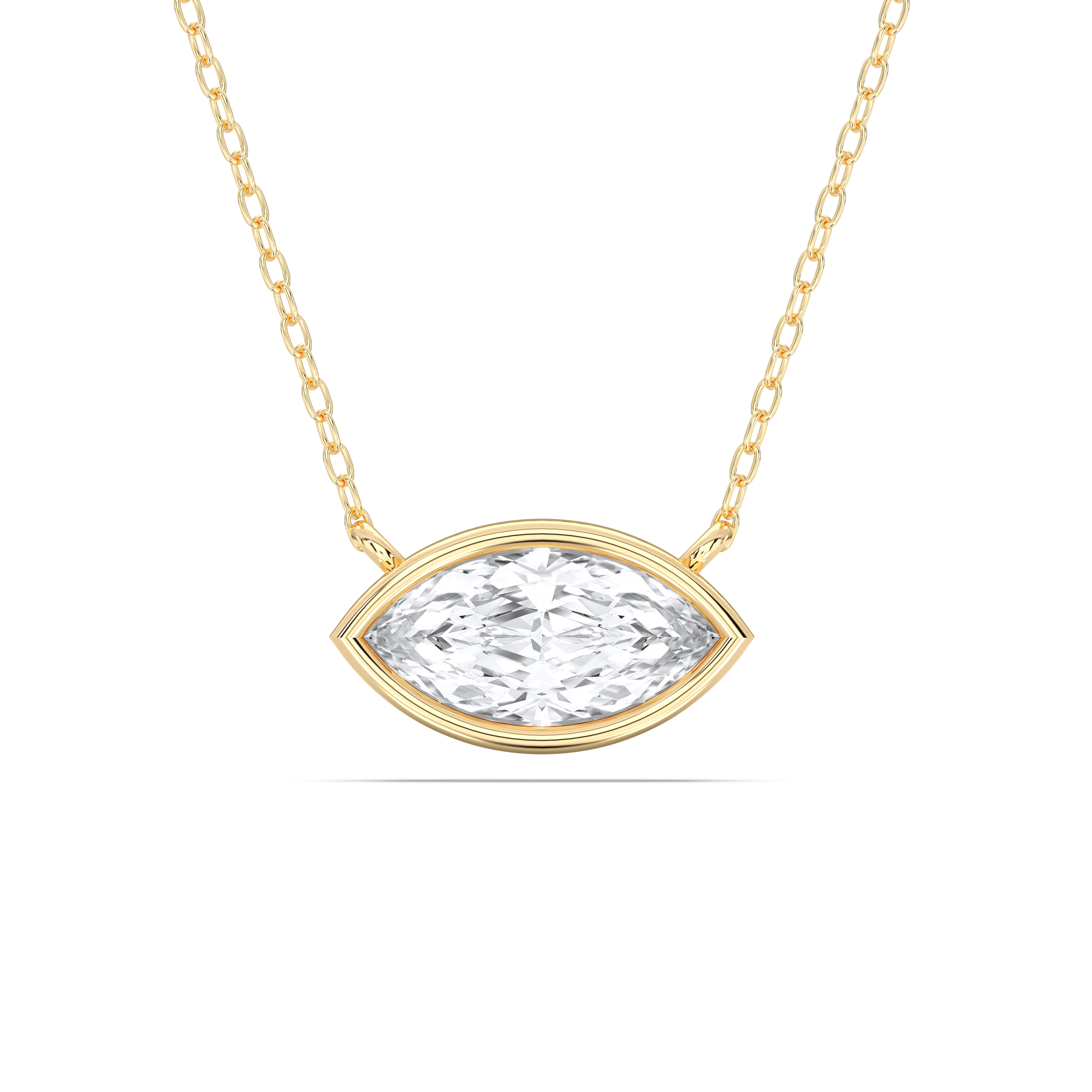 1.00Ct Marquise Shape Lab Grown Diamond Solitaire Pendant Made in Solid Gold