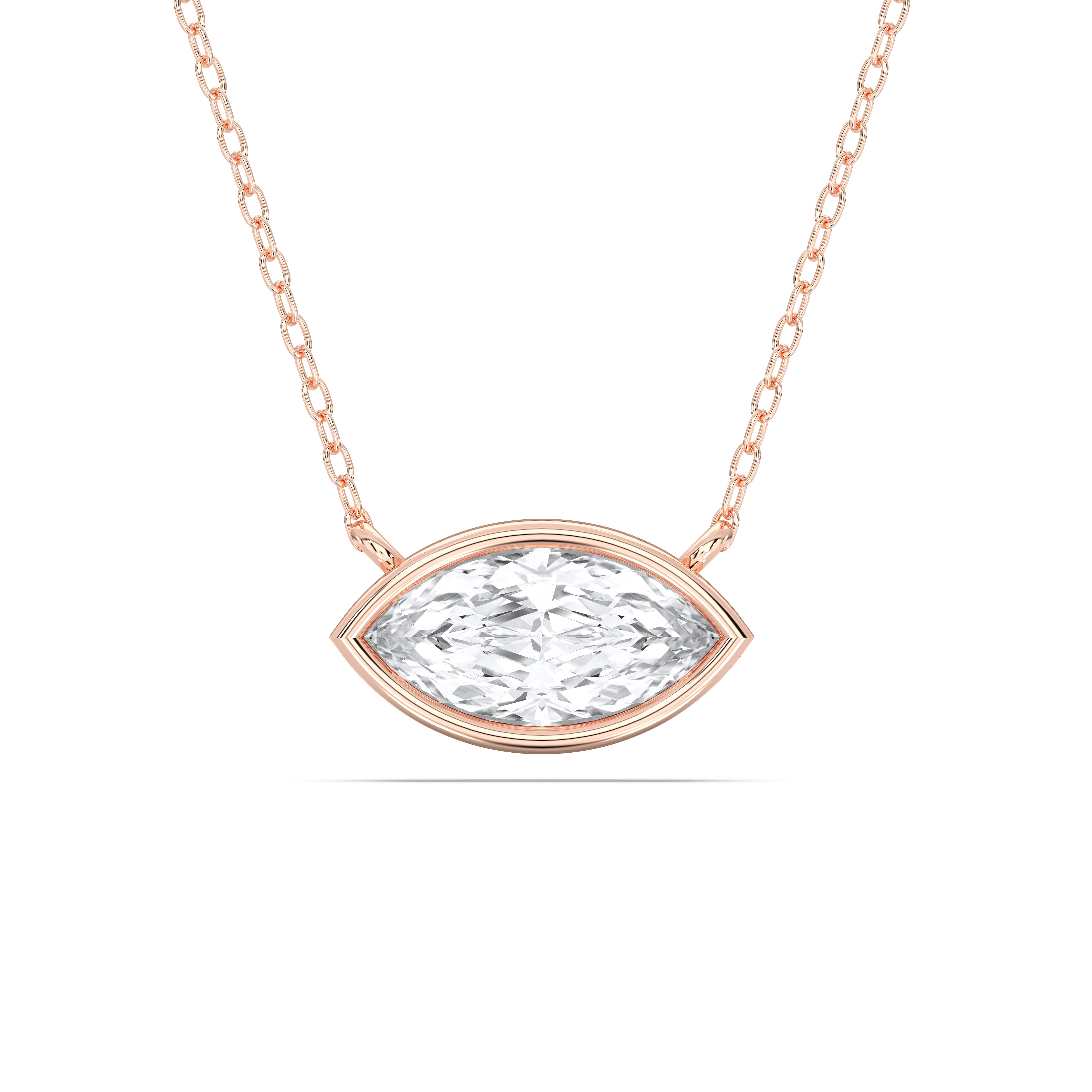 1.00Ct Marquise Shape Lab Grown Diamond Solitaire Pendant Made in Solid Gold