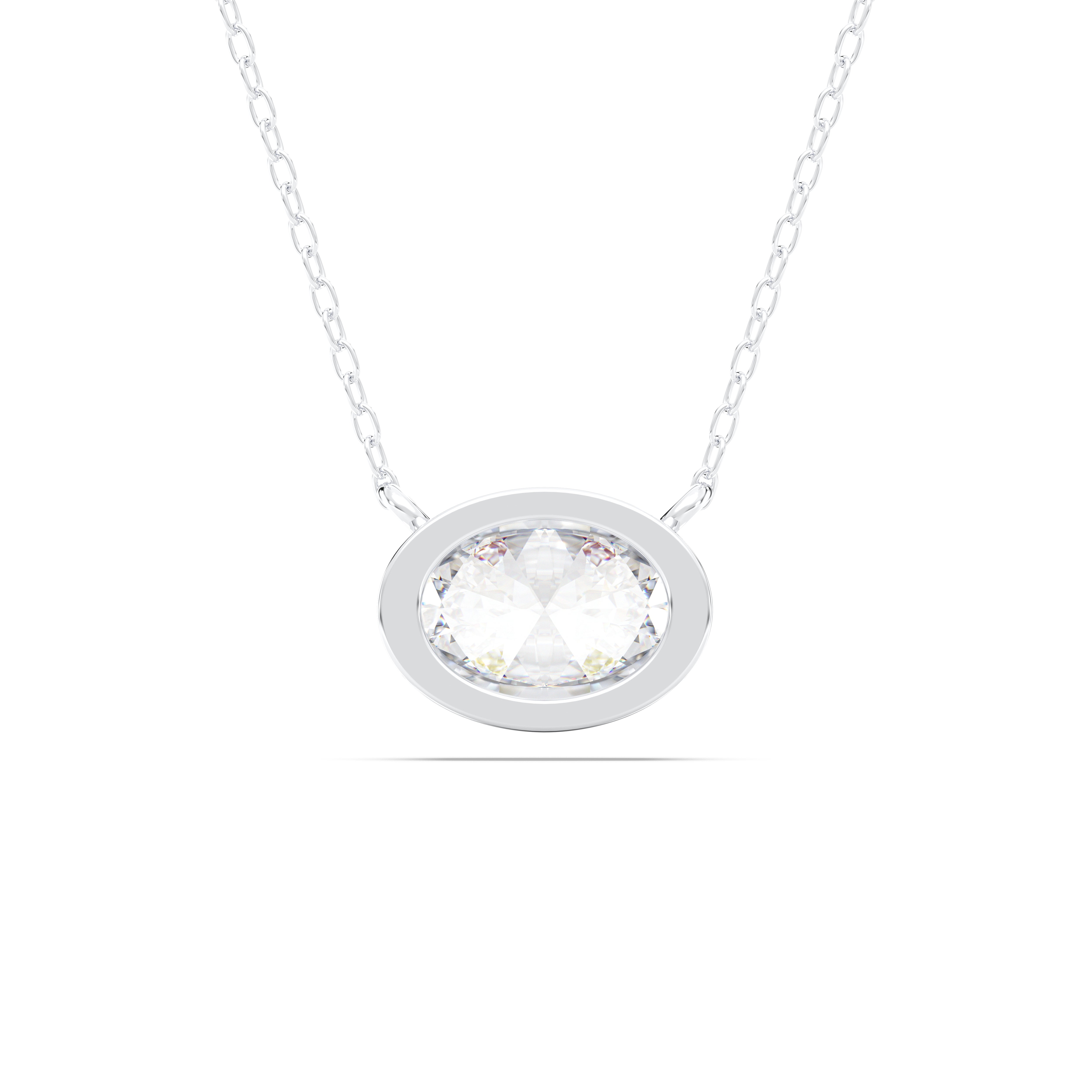 1.00Ct Oval Shape Bezel Set Lab Grown Diamond Solitaire Pendant made in Solid Gold