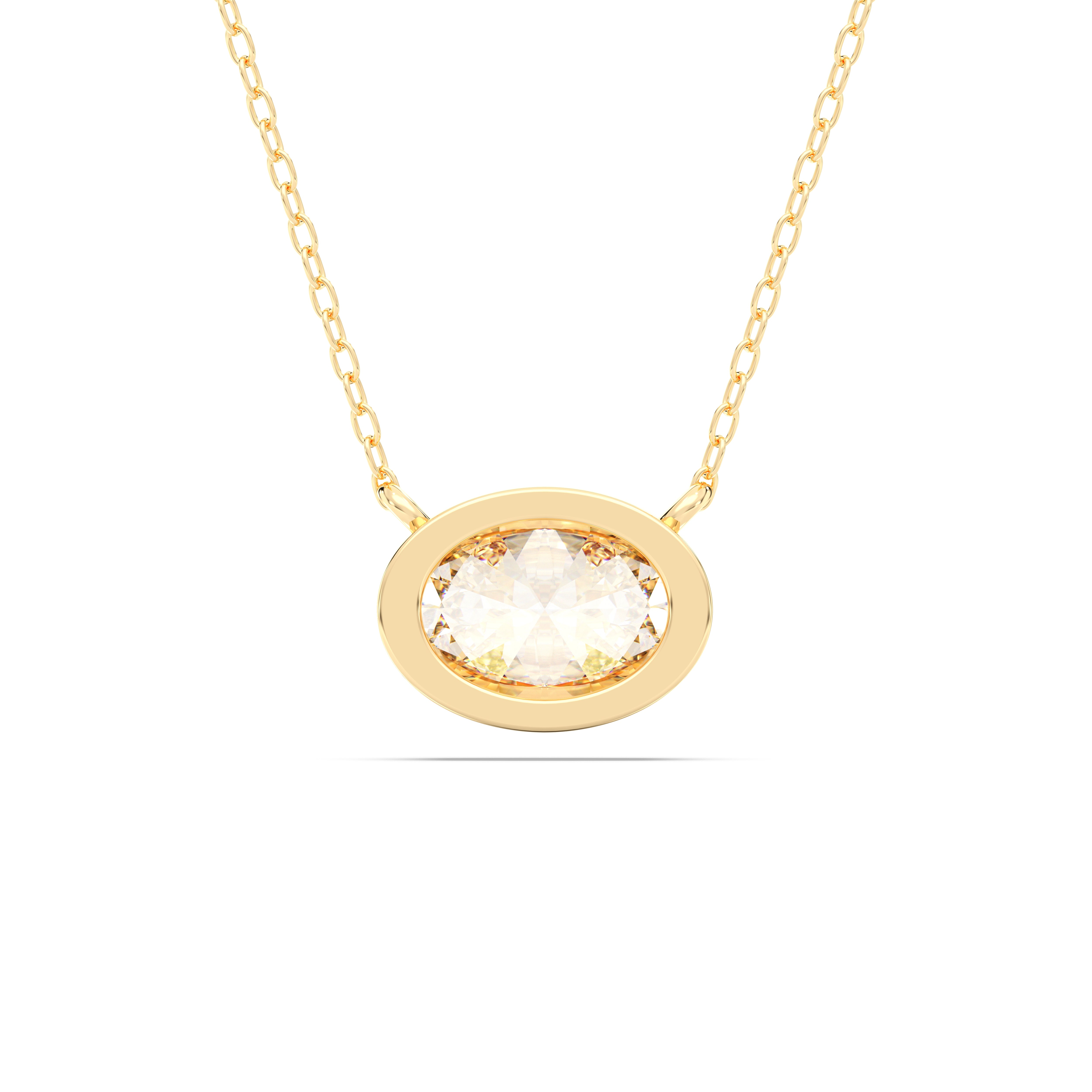 1.00Ct Oval Shape Bezel Set Lab Grown Diamond Solitaire Pendant made in Solid Gold
