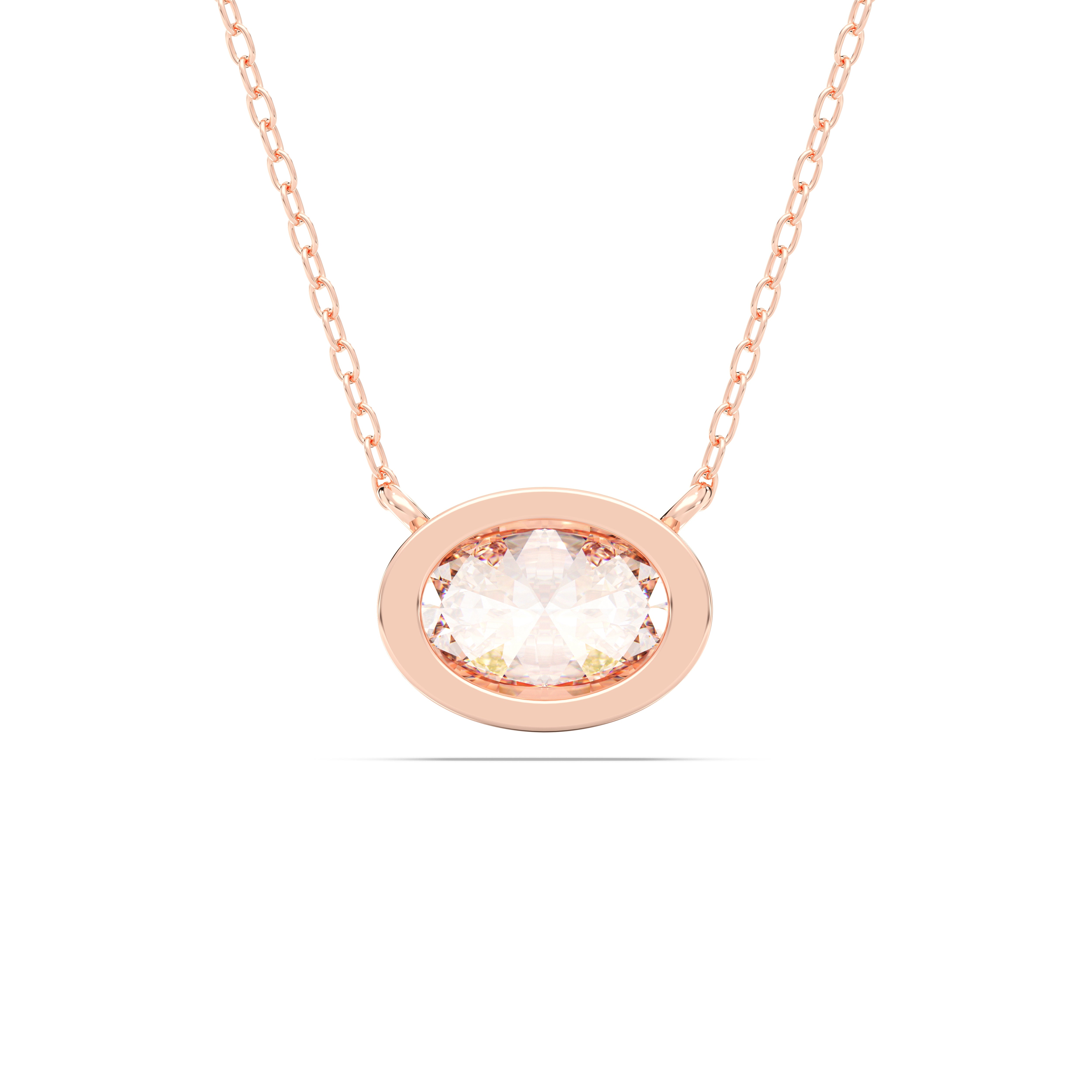 1.00Ct Oval Shape Bezel Set Lab Grown Diamond Solitaire Pendant made in Solid Gold