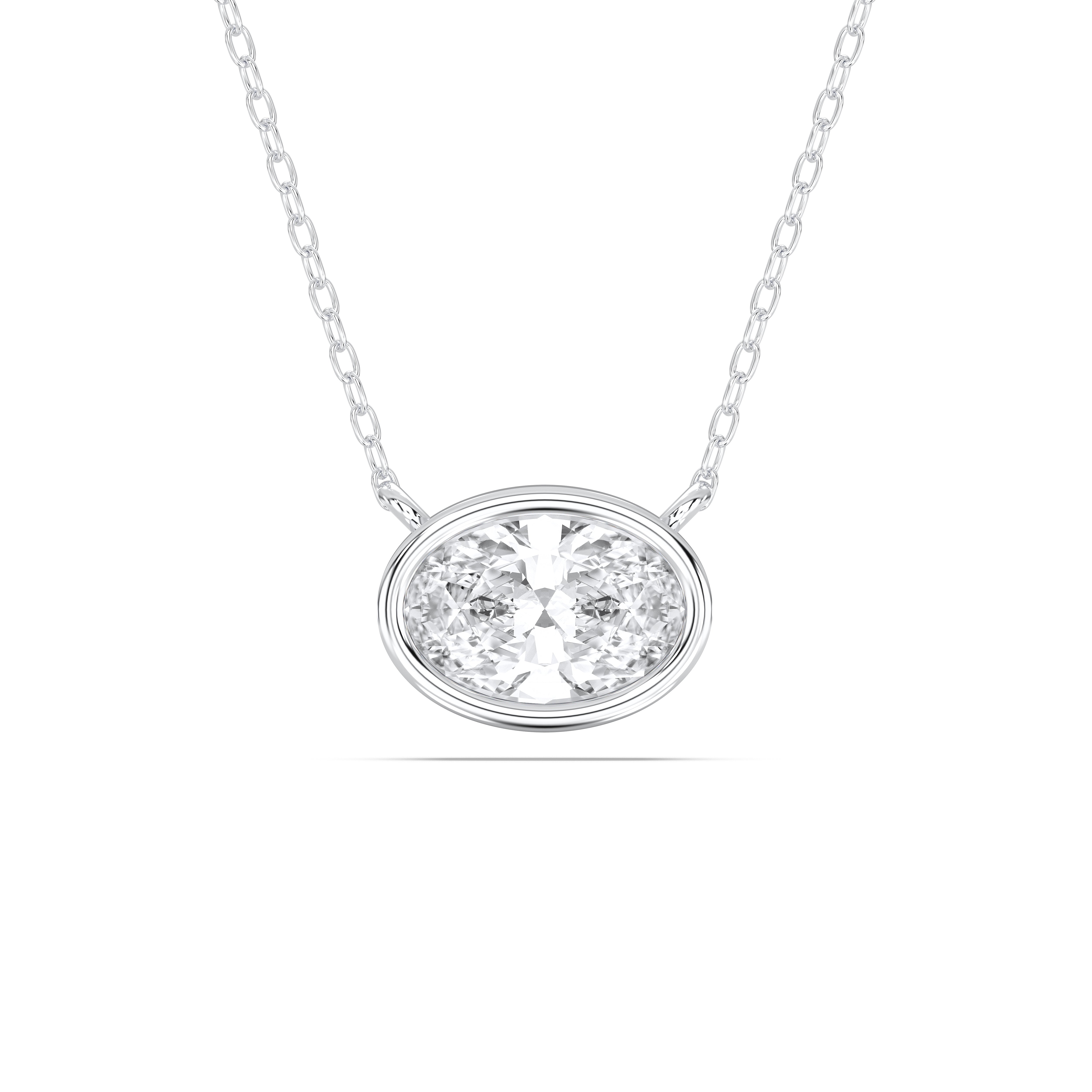 1.00Ct Oval Shape Bezel Set Lab Grown Diamond Solitaire Pendant made in Solid Gold