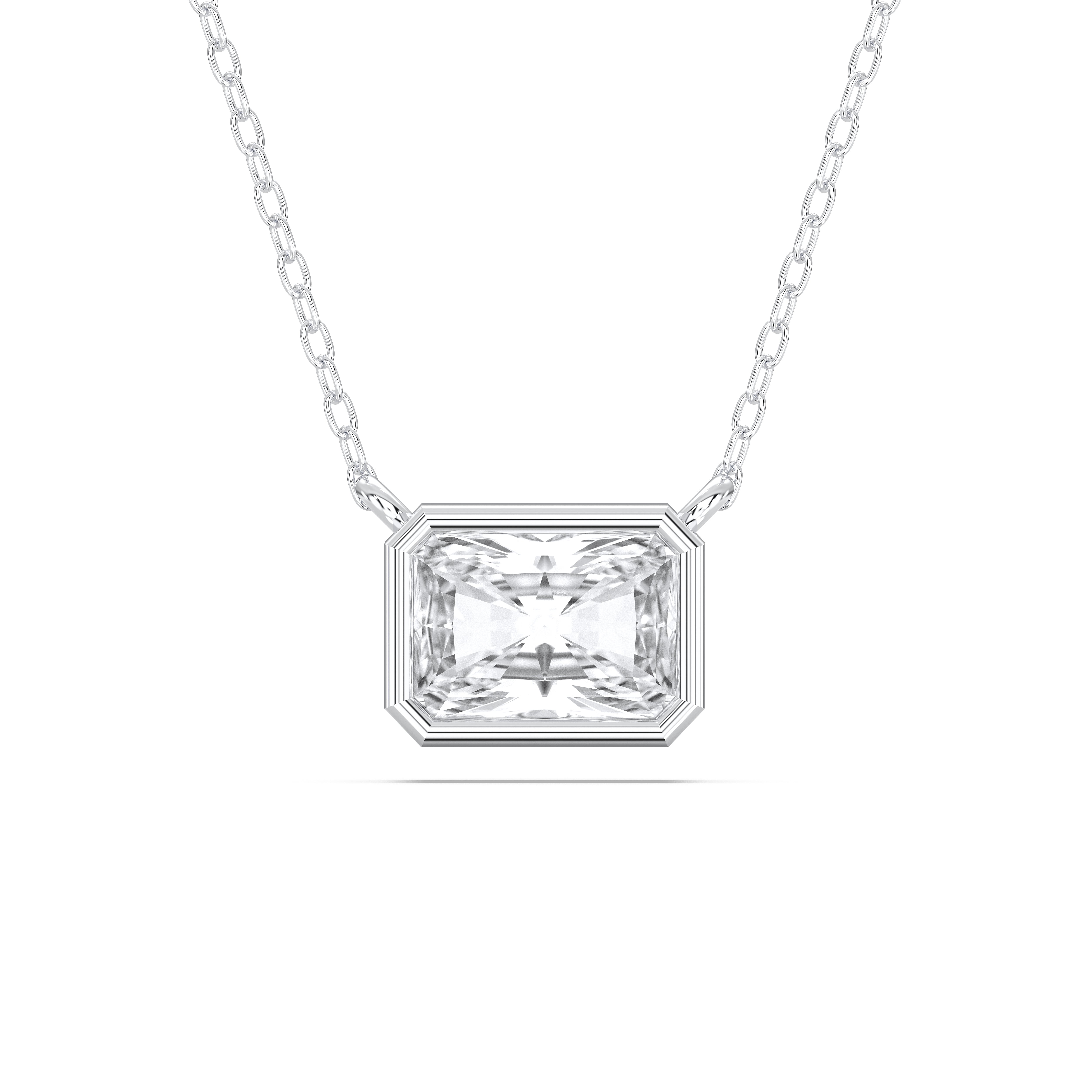 1.00Ct Emerald Shape Lab Grown Diamond Solitaire Pendant Made in Solid Gold