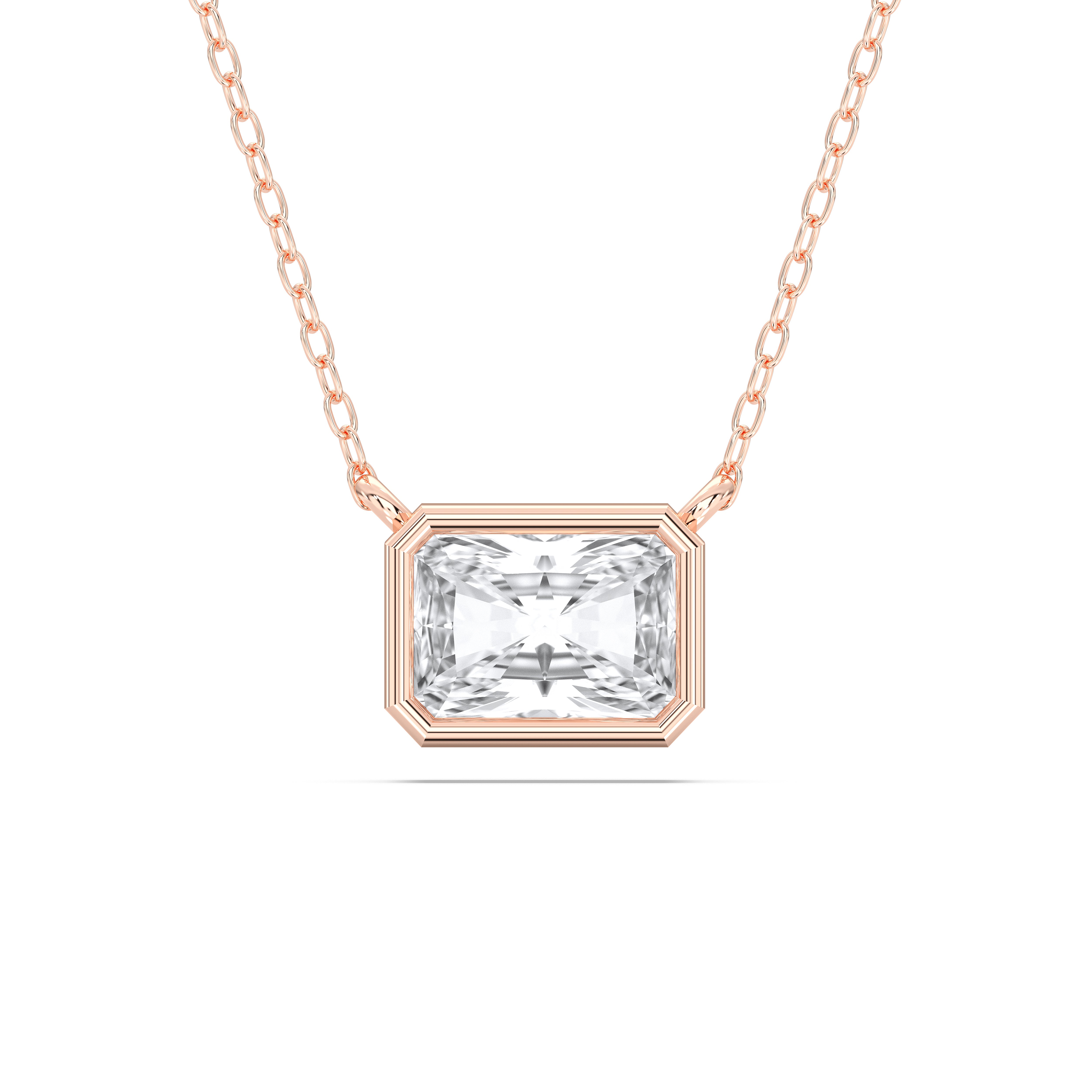 1.00 Carat Radiant Cut Lab Grown Diamond Solitaire Pendant Made in Solid Gold