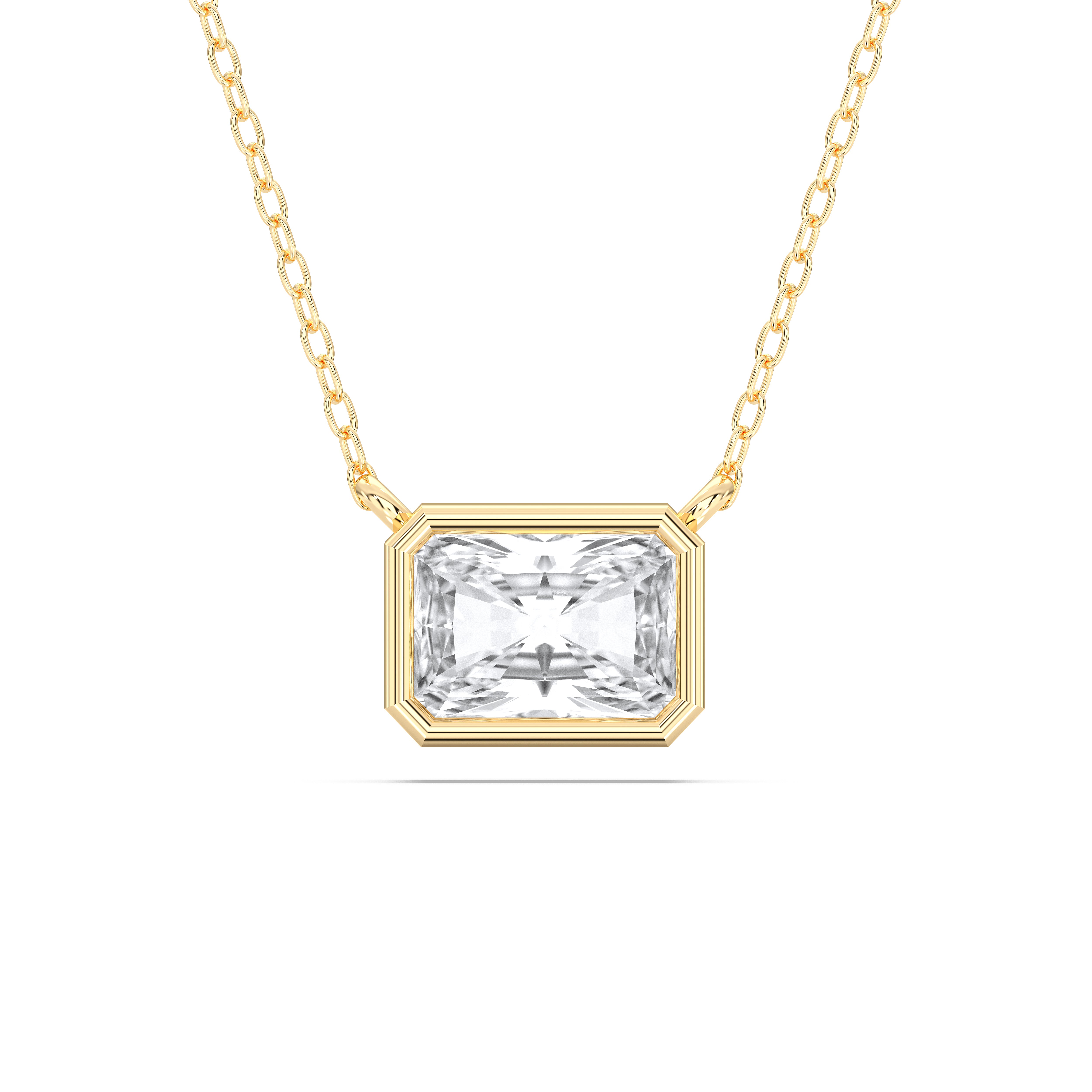 1.00Ct Emerald Shape Lab Grown Diamond Solitaire Pendant Made in Solid Gold
