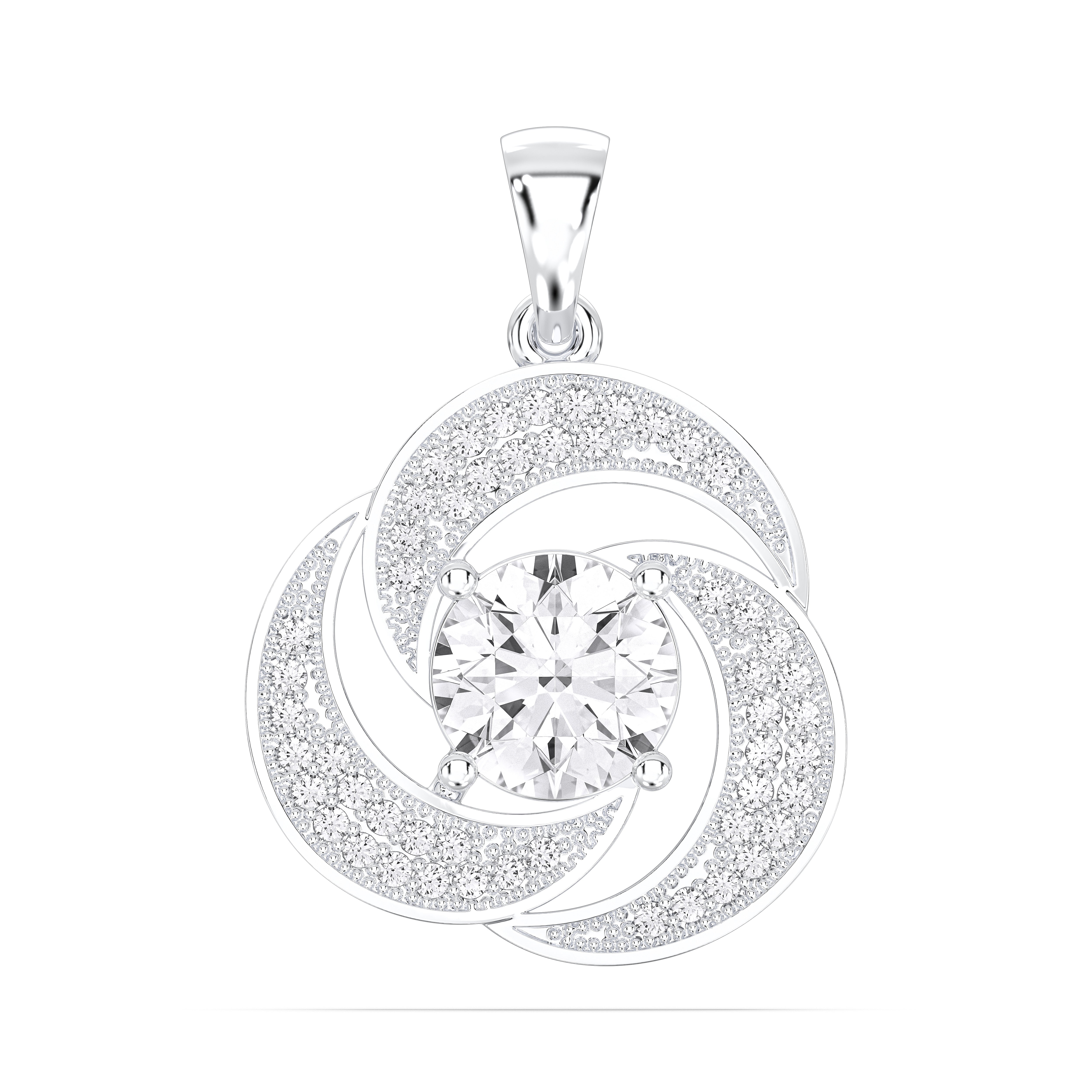 1.45 Carat Round Lab Grown Diamond Spiral Pendant Made in Solid Gold