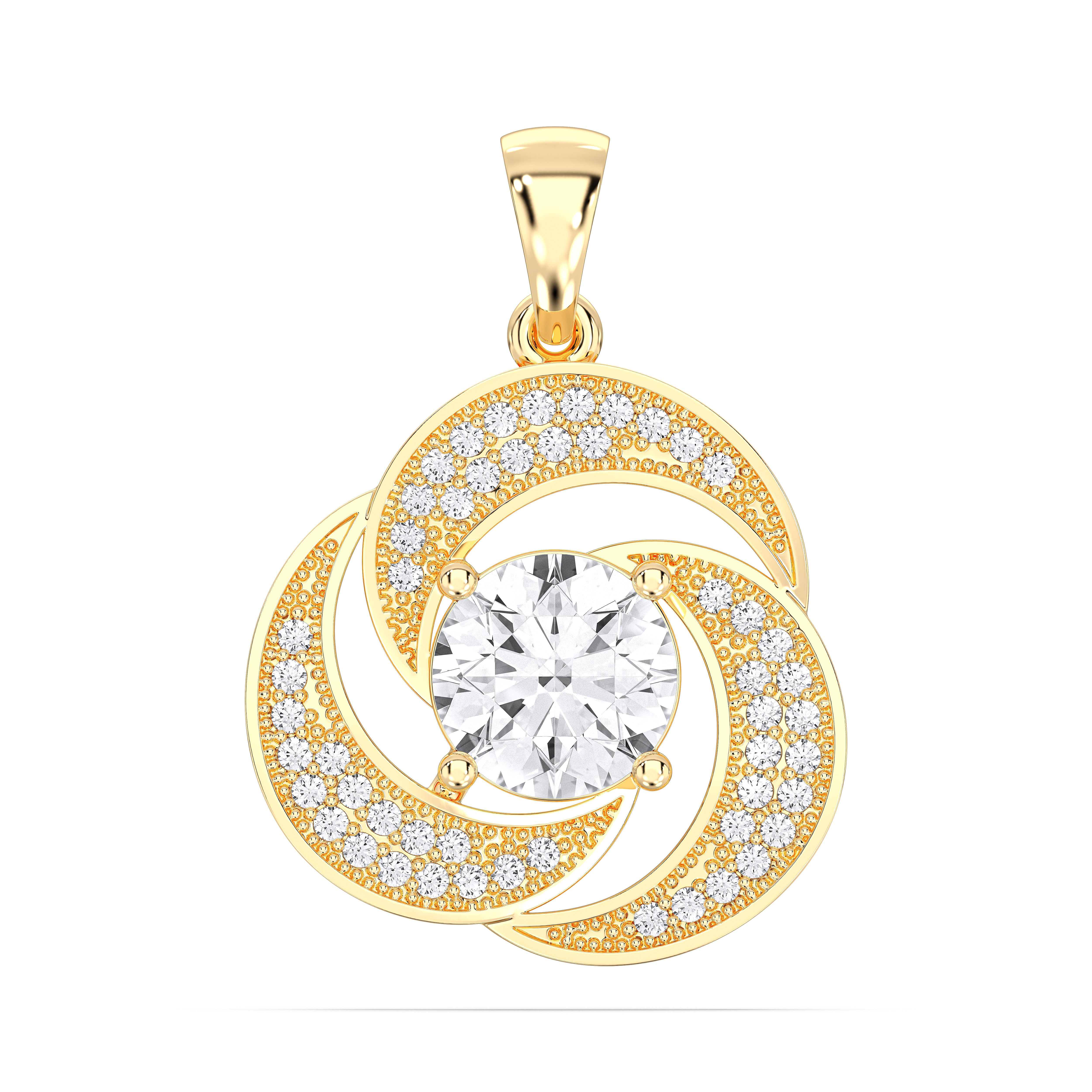 1.45 Carat Round Lab Grown Diamond Spiral Pendant Made in Solid Gold