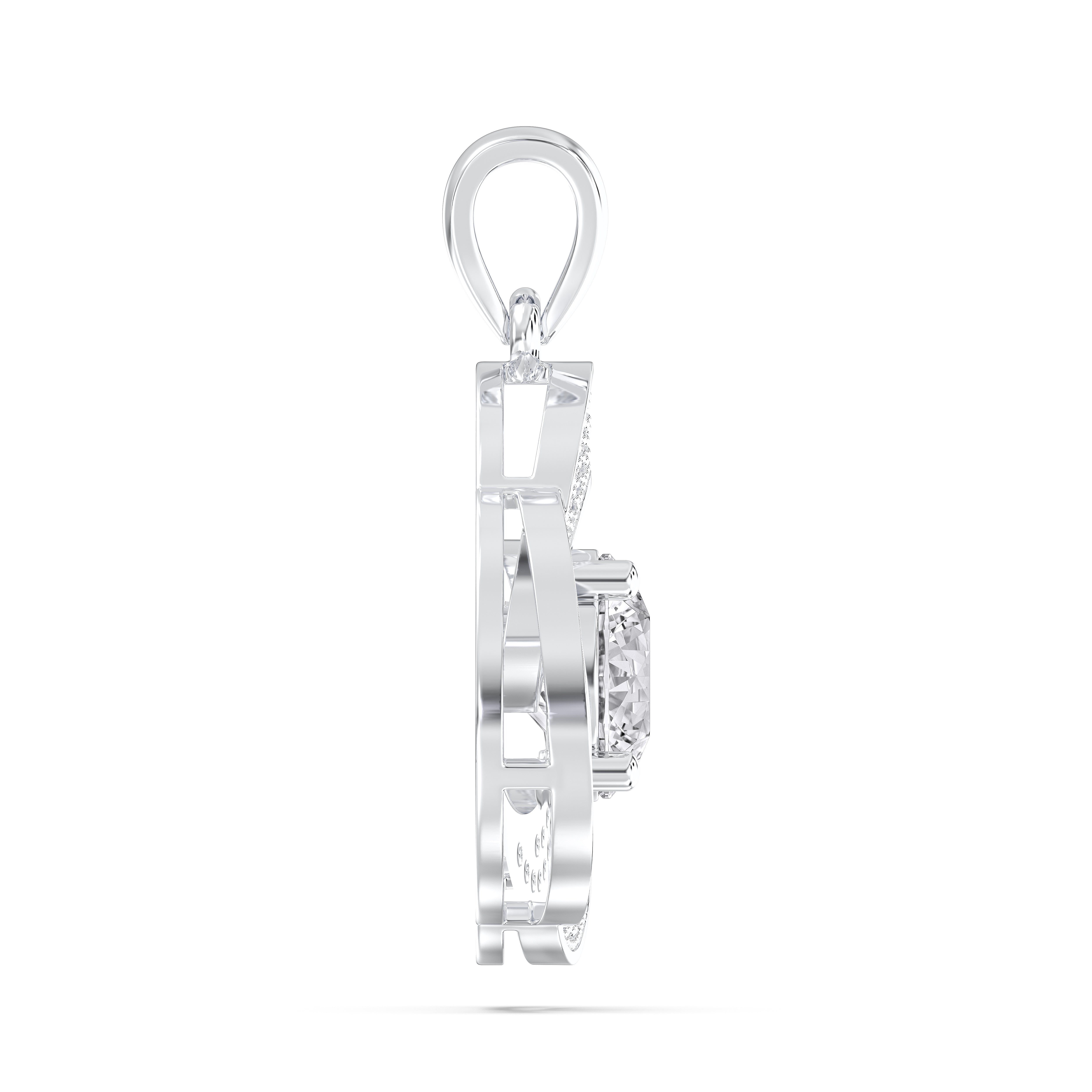 1.45 Carat Round Lab Grown Diamond Spiral Pendant Made in Solid Gold