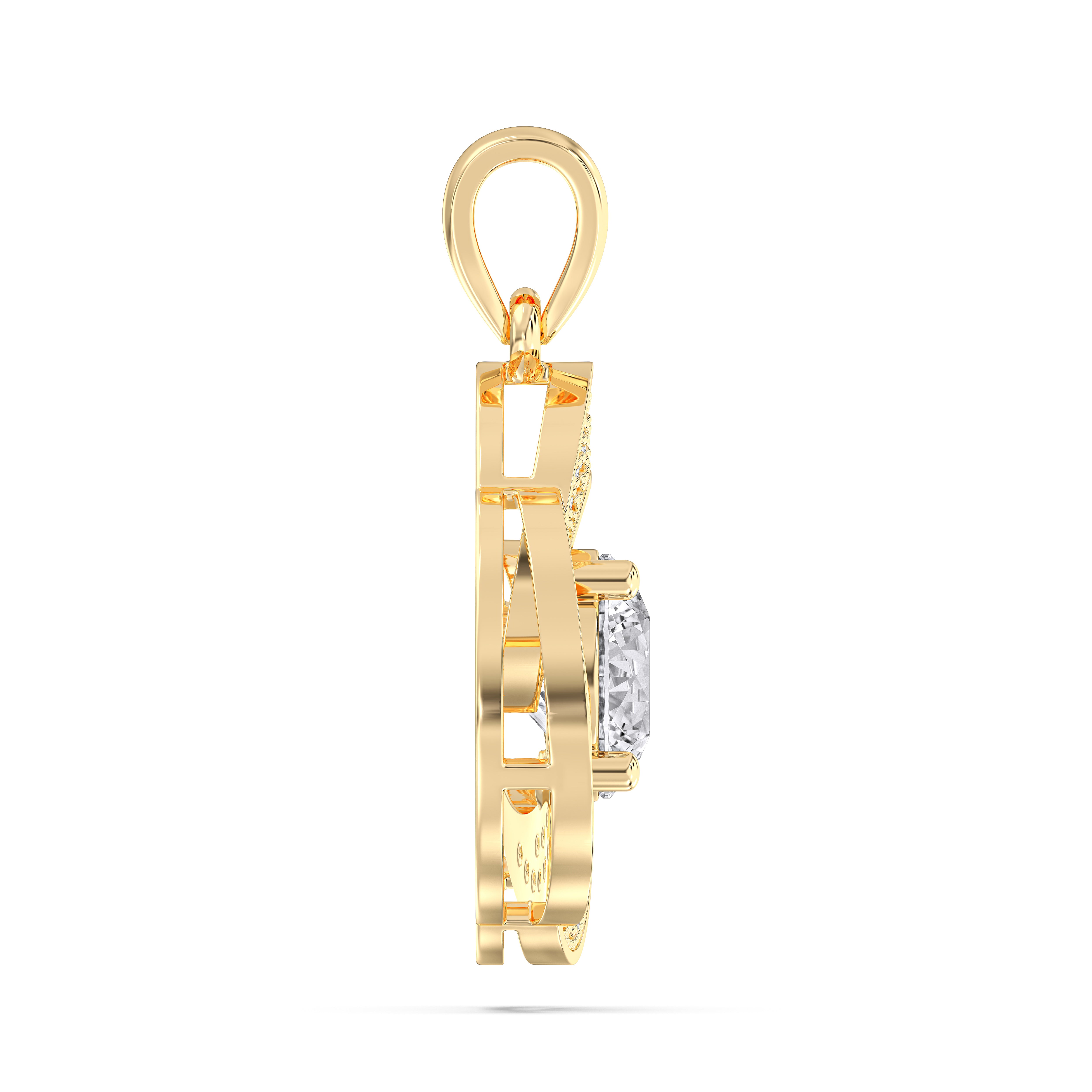1.45 Carat Round Lab Grown Diamond Spiral Pendant Made in Solid Gold