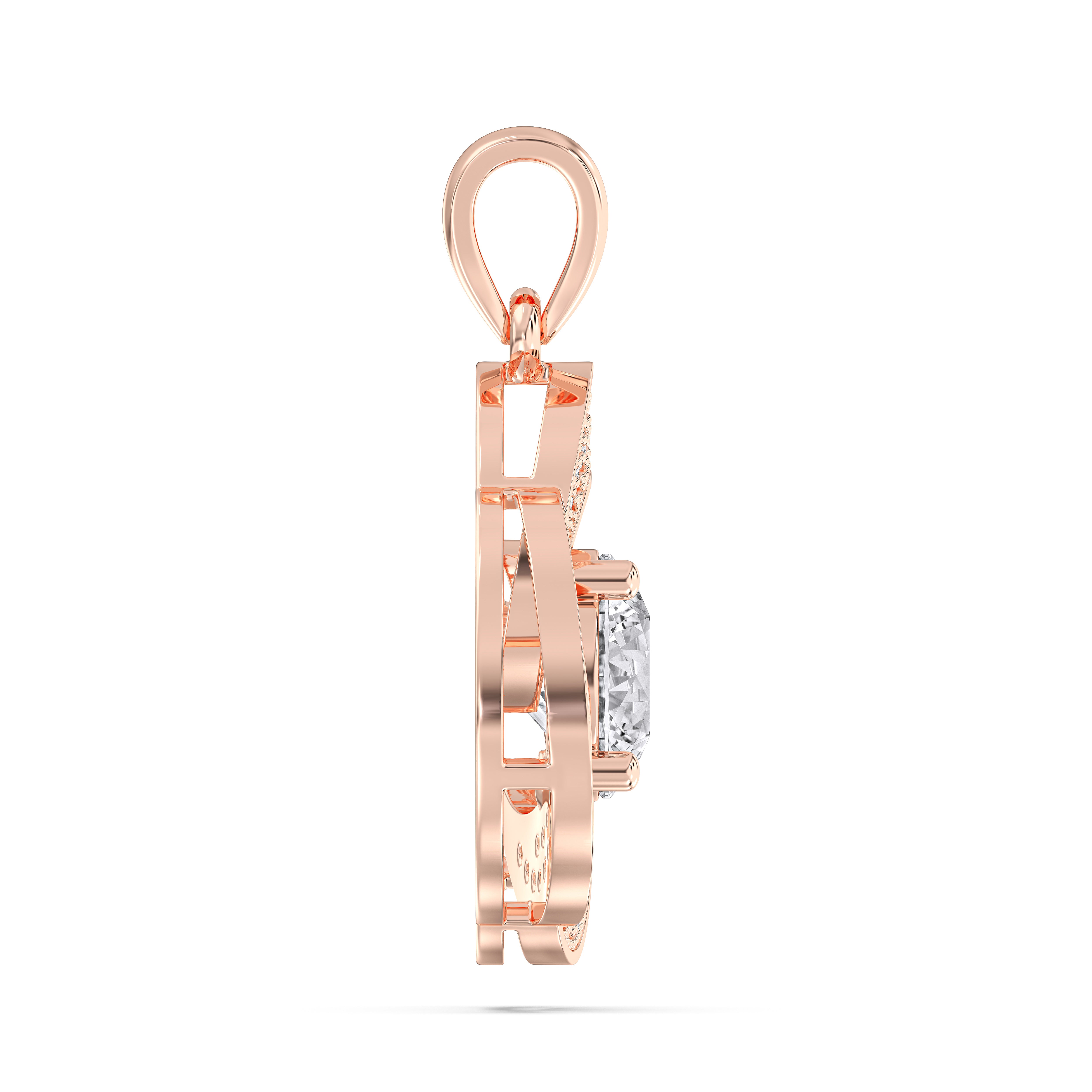 1.45 Carat Round Lab Grown Diamond Spiral Pendant Made in Solid Gold