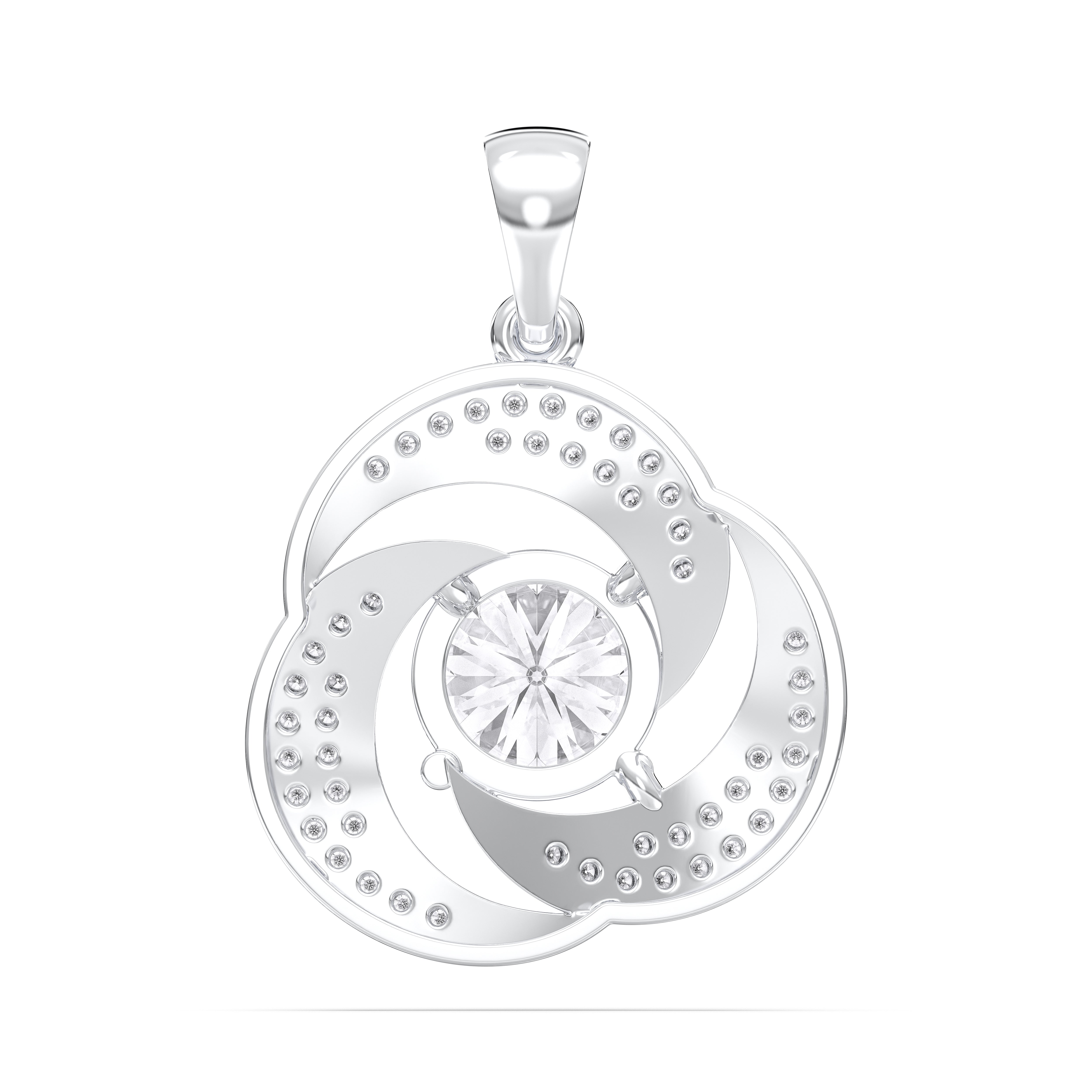 1.45 Carat Round Lab Grown Diamond Spiral Pendant Made in Solid Gold