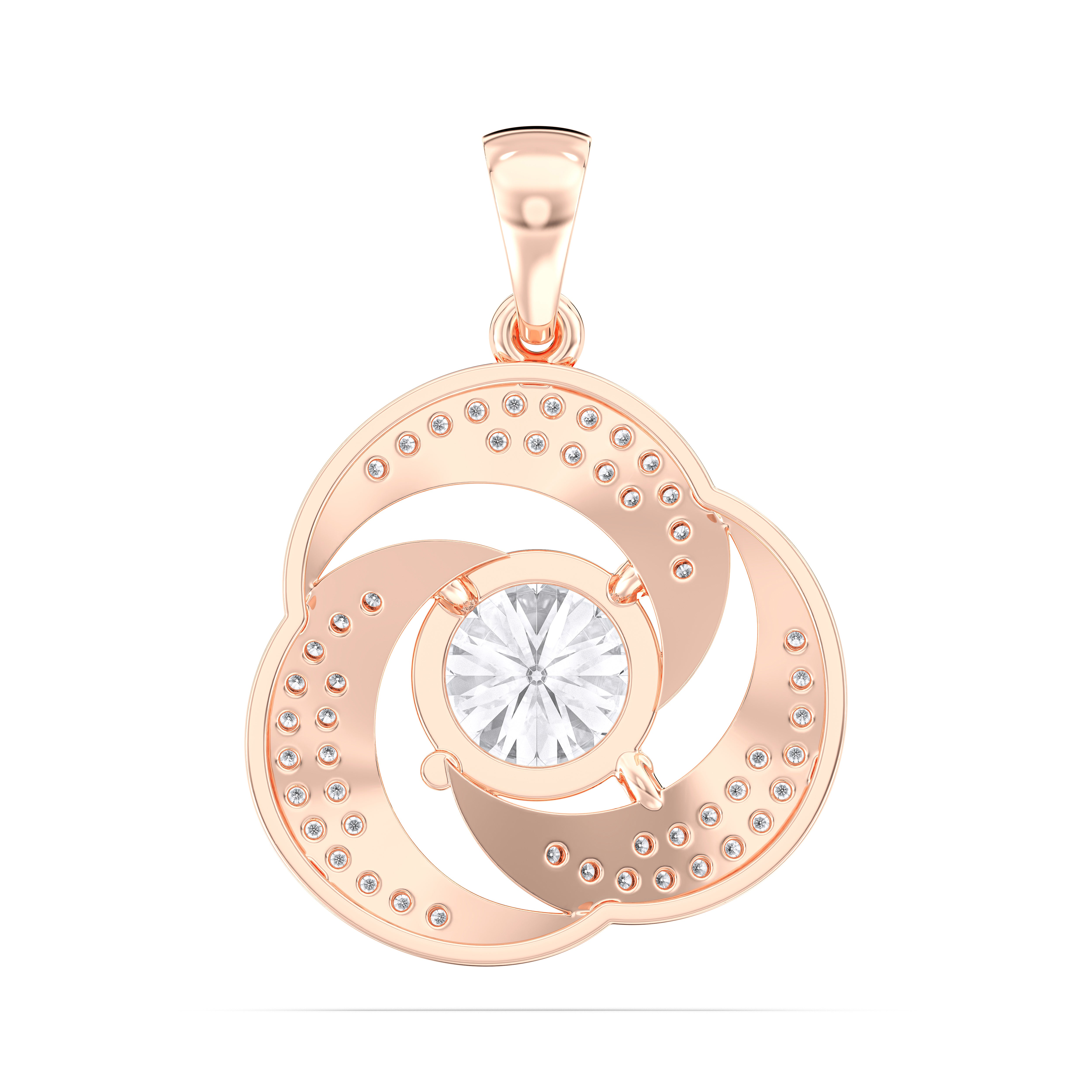 1.45 Carat Round Lab Grown Diamond Spiral Pendant Made in Solid Gold
