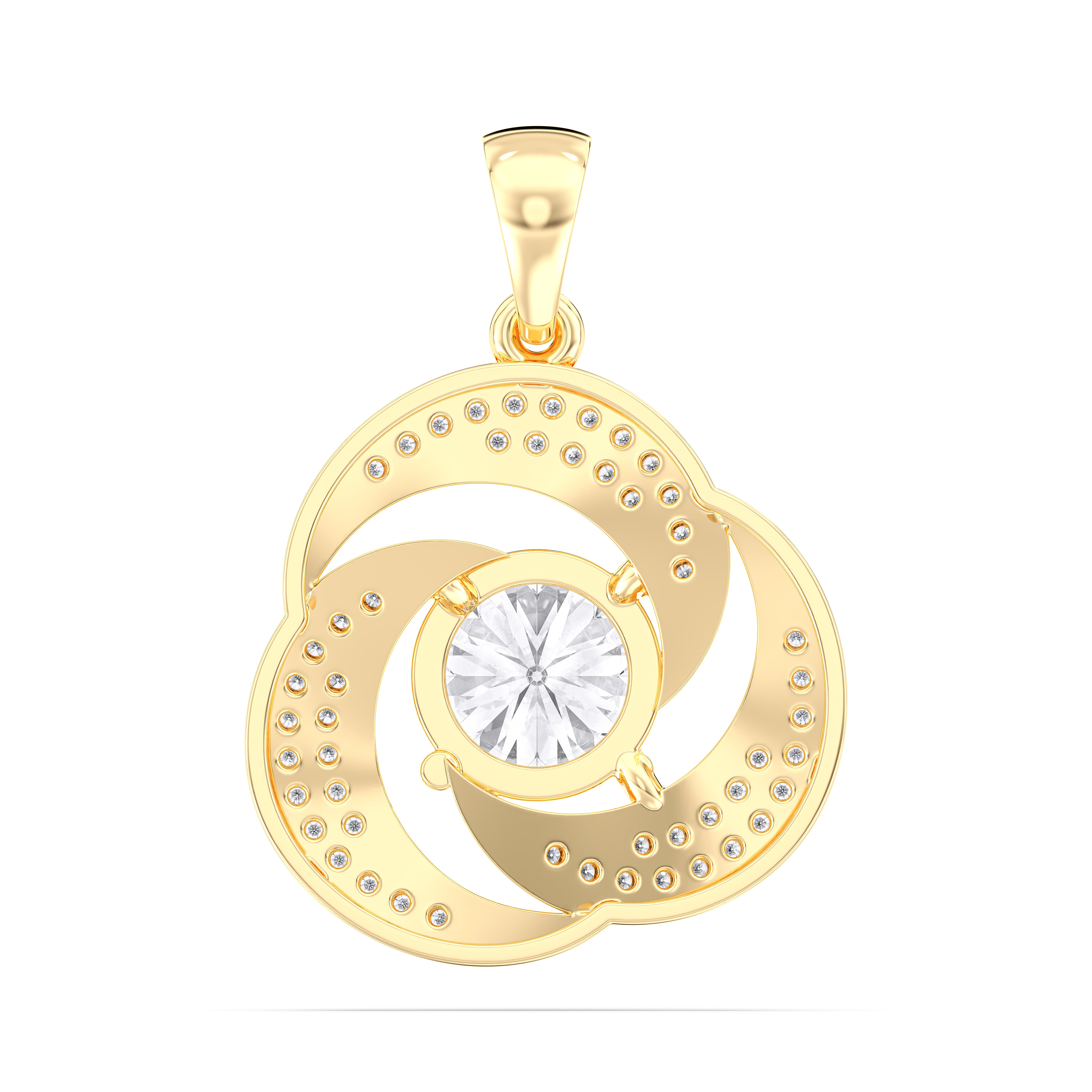 1.45 Carat Round Lab Grown Diamond Spiral Pendant Made in Solid Gold