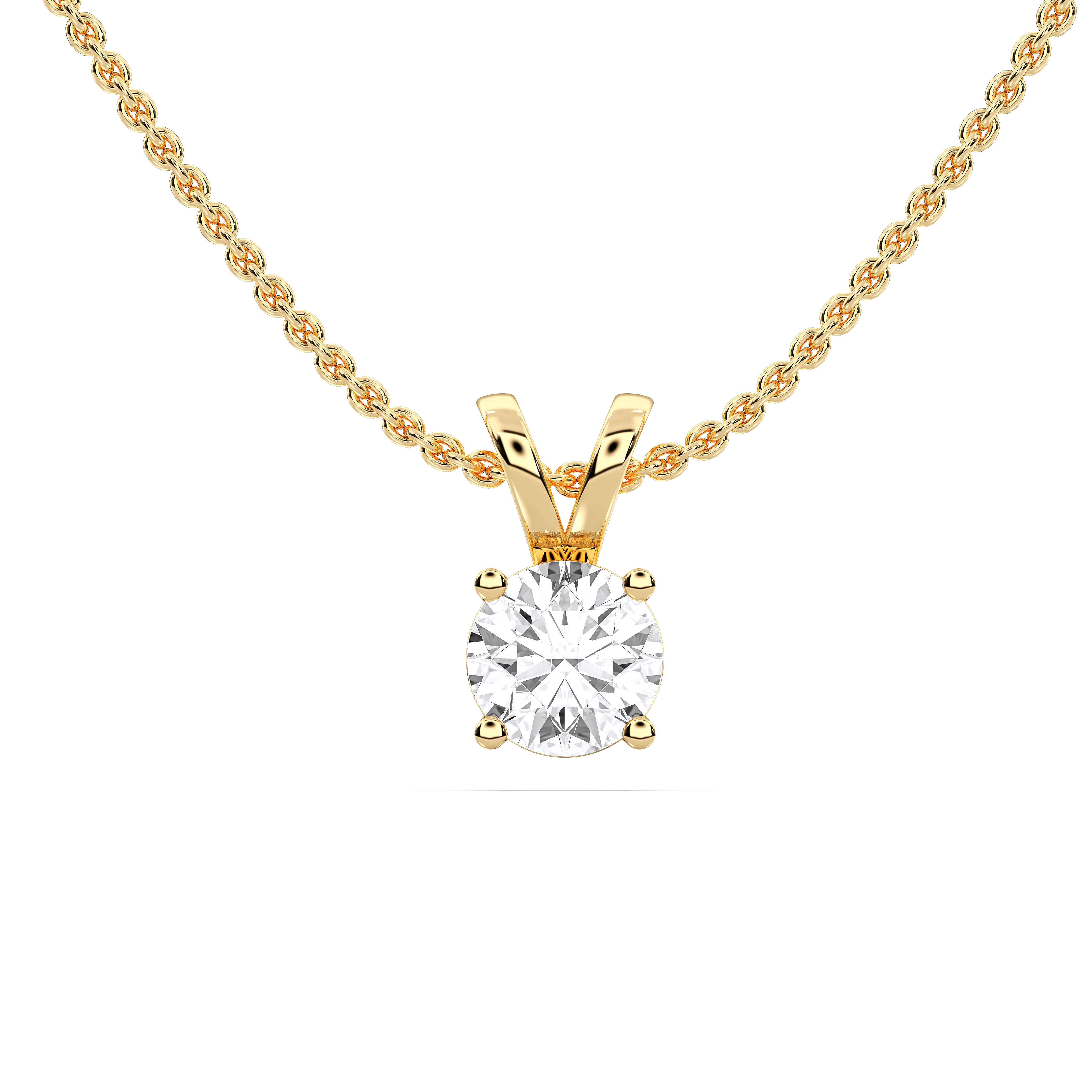 0.25 to 1.00 Carat Round Cut Lab Grown Diamond Solitaire Pendant Made in Solid Gold