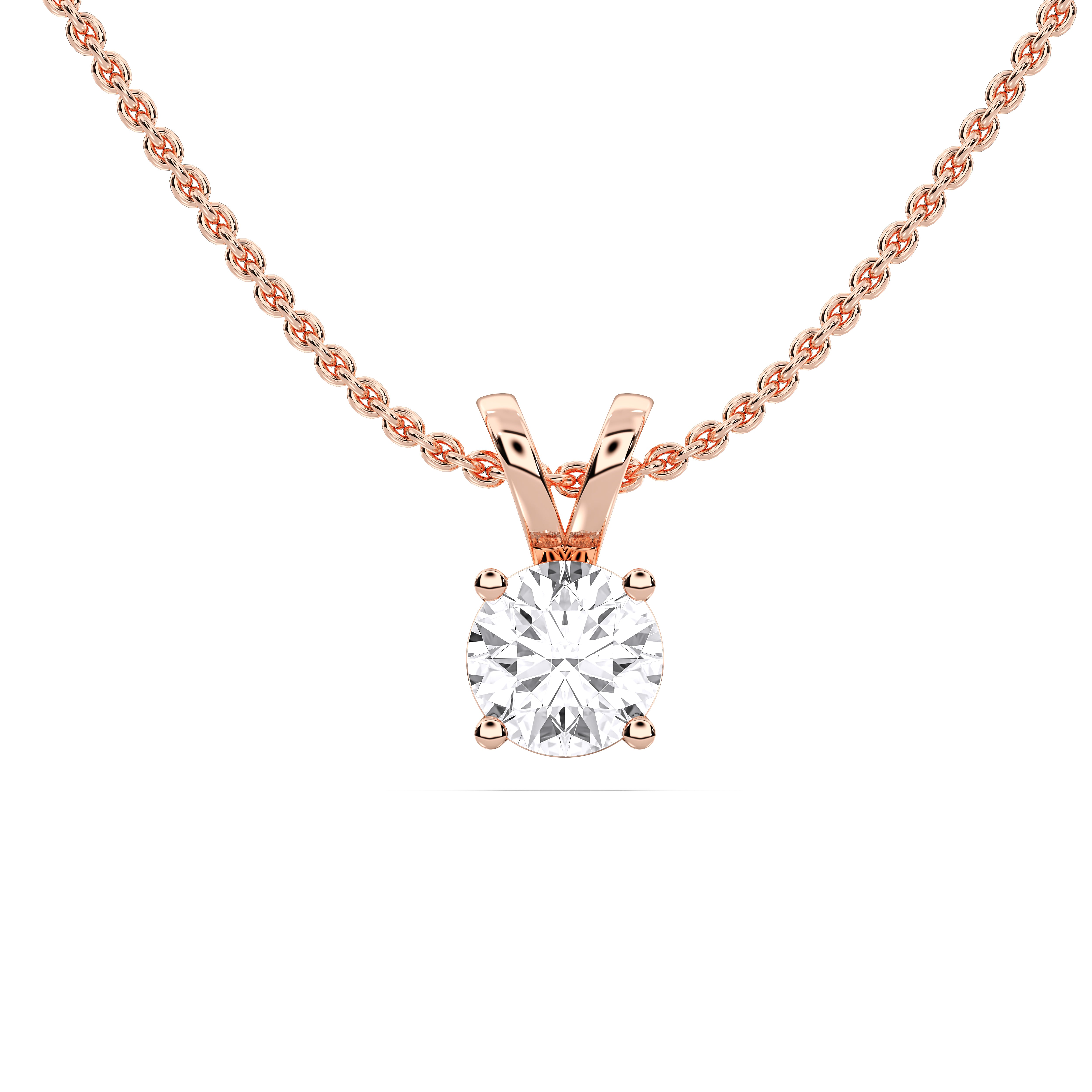 0.25 to 1.00 Carat Round Cut Lab Grown Diamond Solitaire Pendant Made in Solid Gold