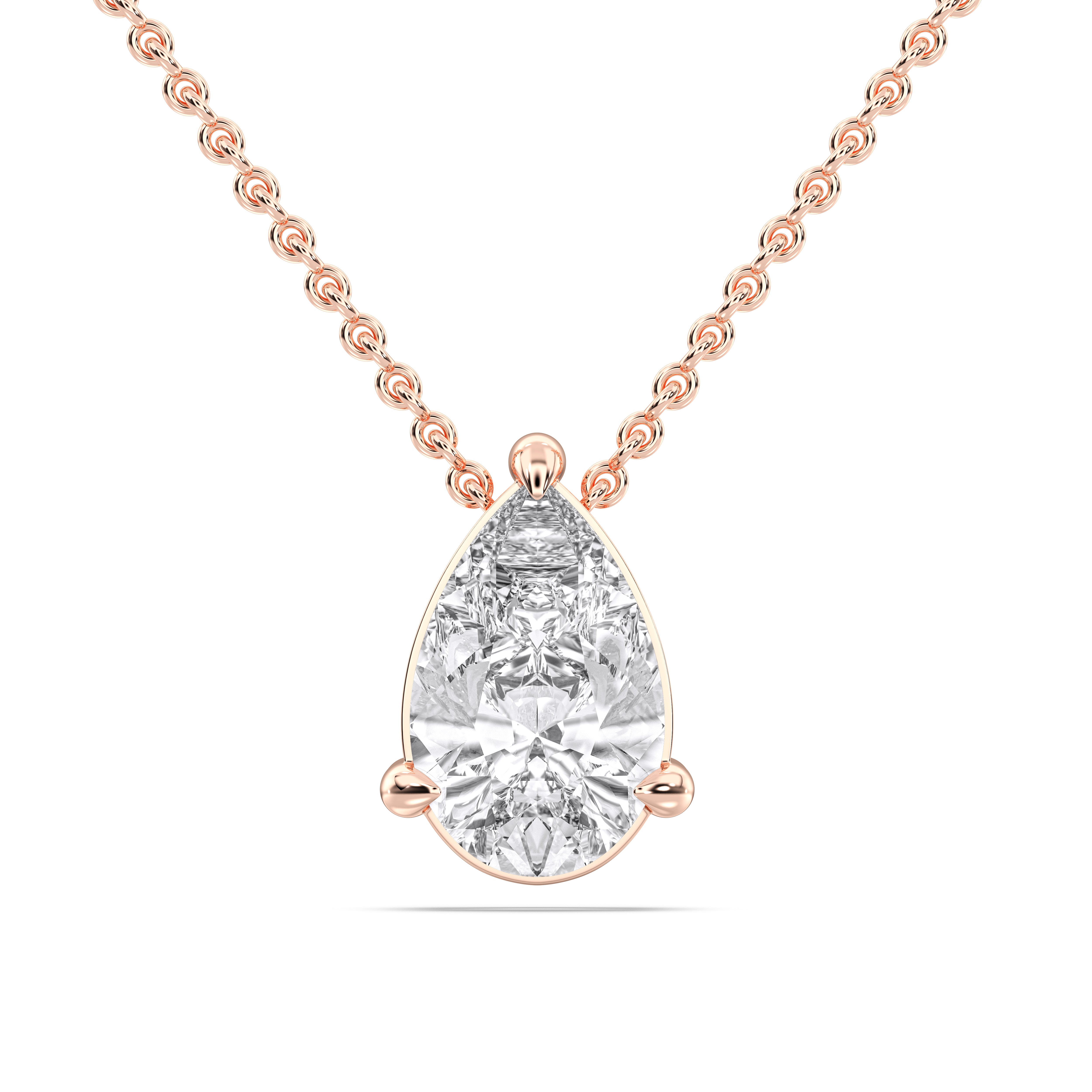 1.00 Carat Pear Shape Lab Grown Diamond Solitaire Pendant Made in Solid Gold