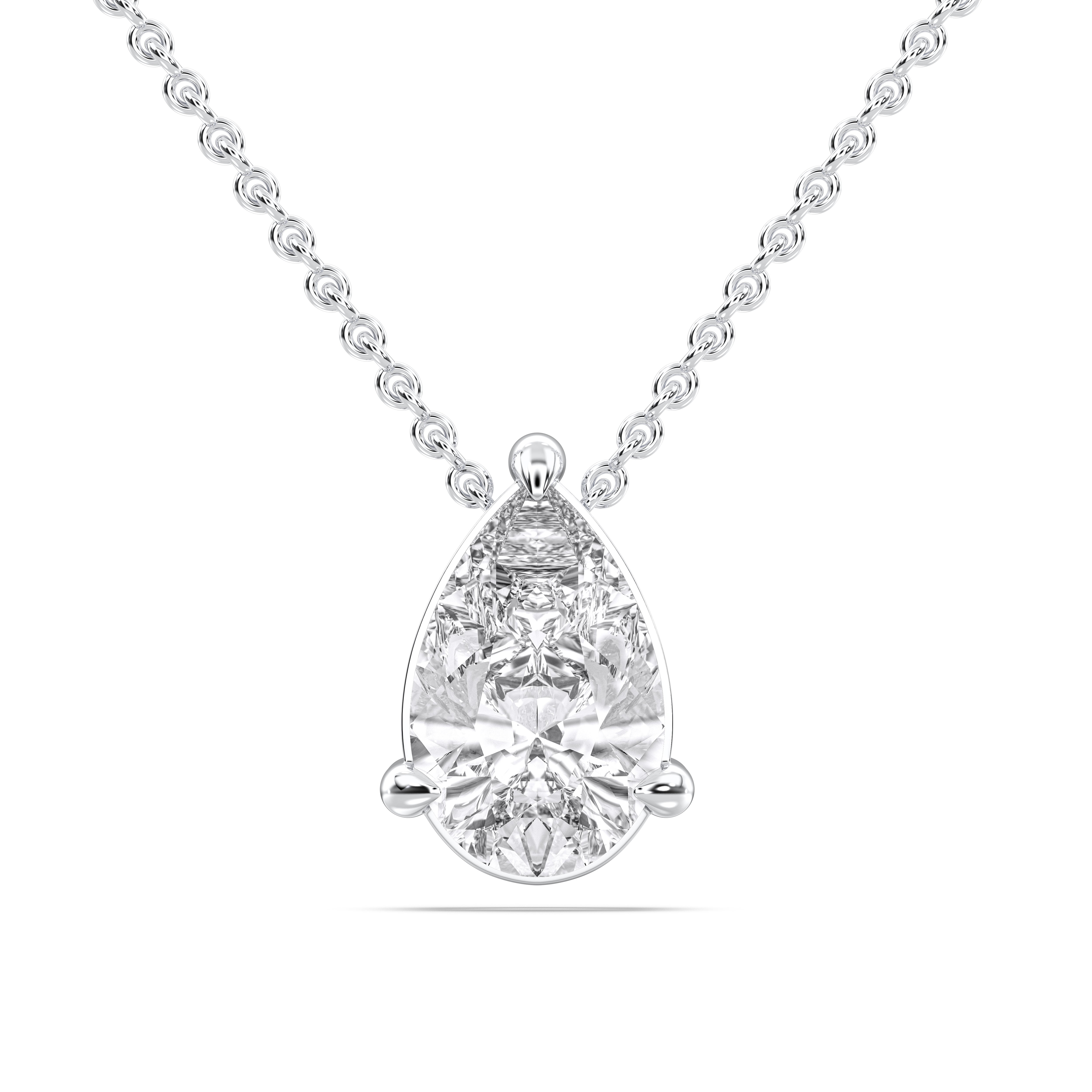 1.00 Carat Pear Shape Lab Grown Diamond Solitaire Pendant Made in Solid Gold