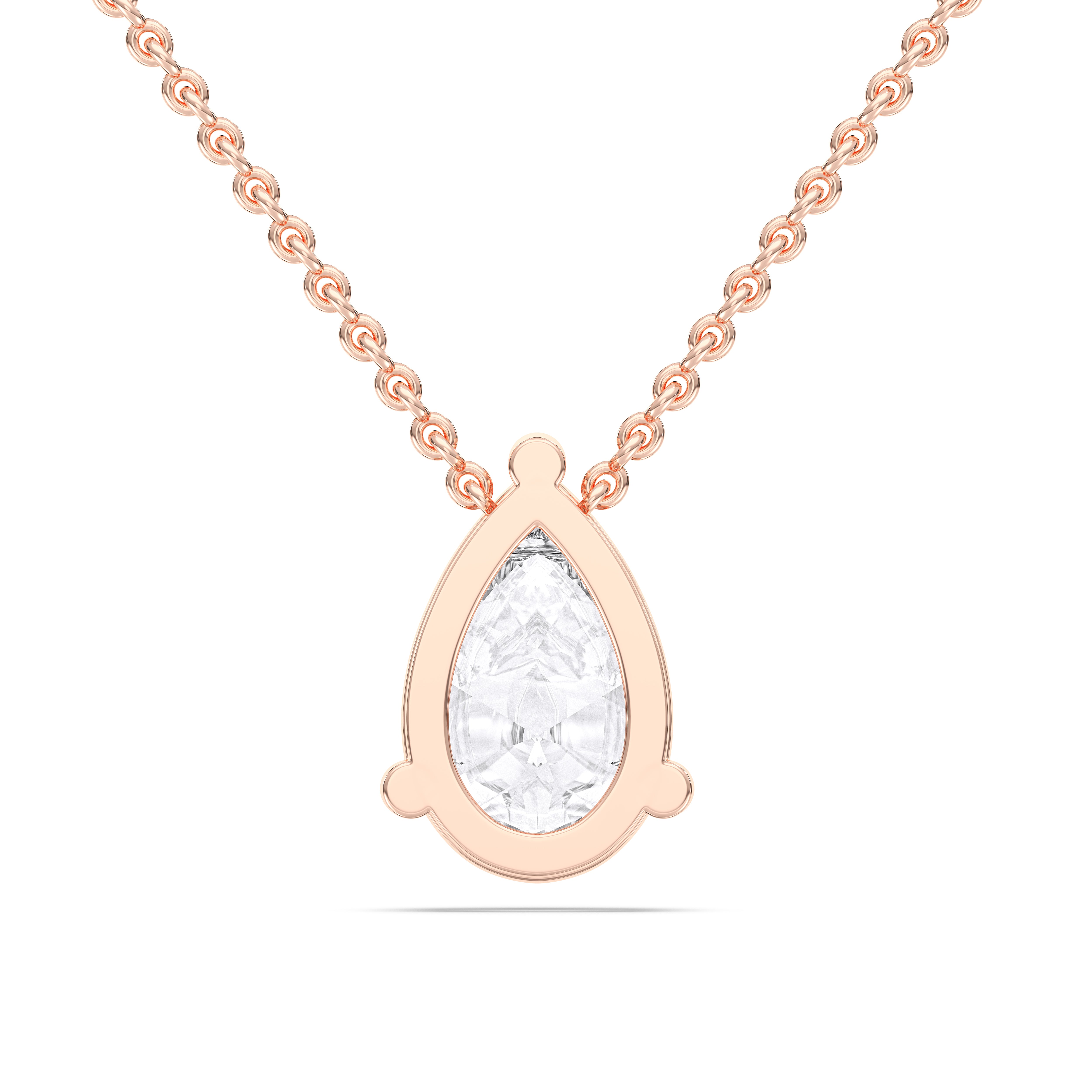 1.00 Carat Pear Shape Lab Grown Diamond Solitaire Pendant Made in Solid Gold