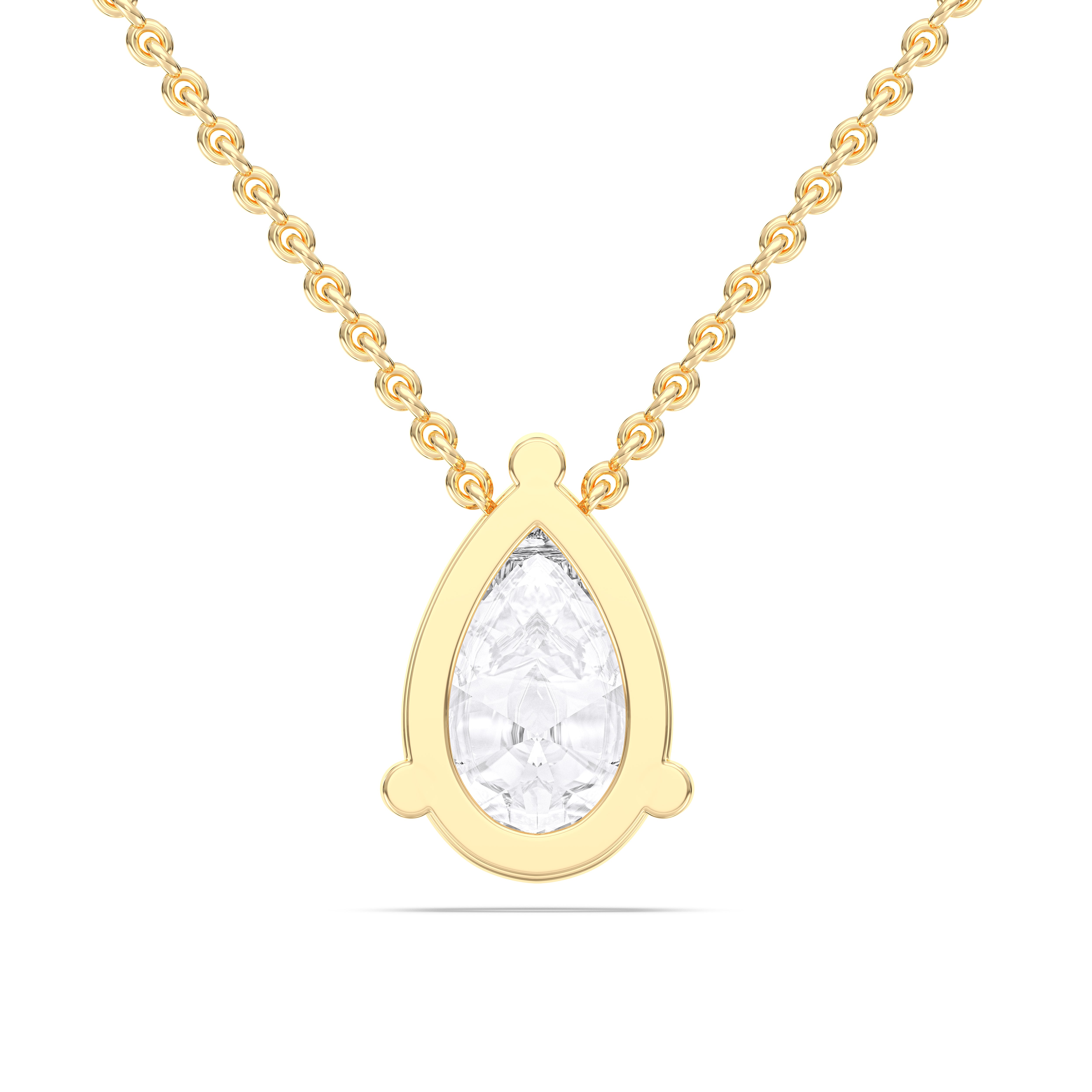 1.00 Carat Pear Shape Lab Grown Diamond Solitaire Pendant Made in Solid Gold