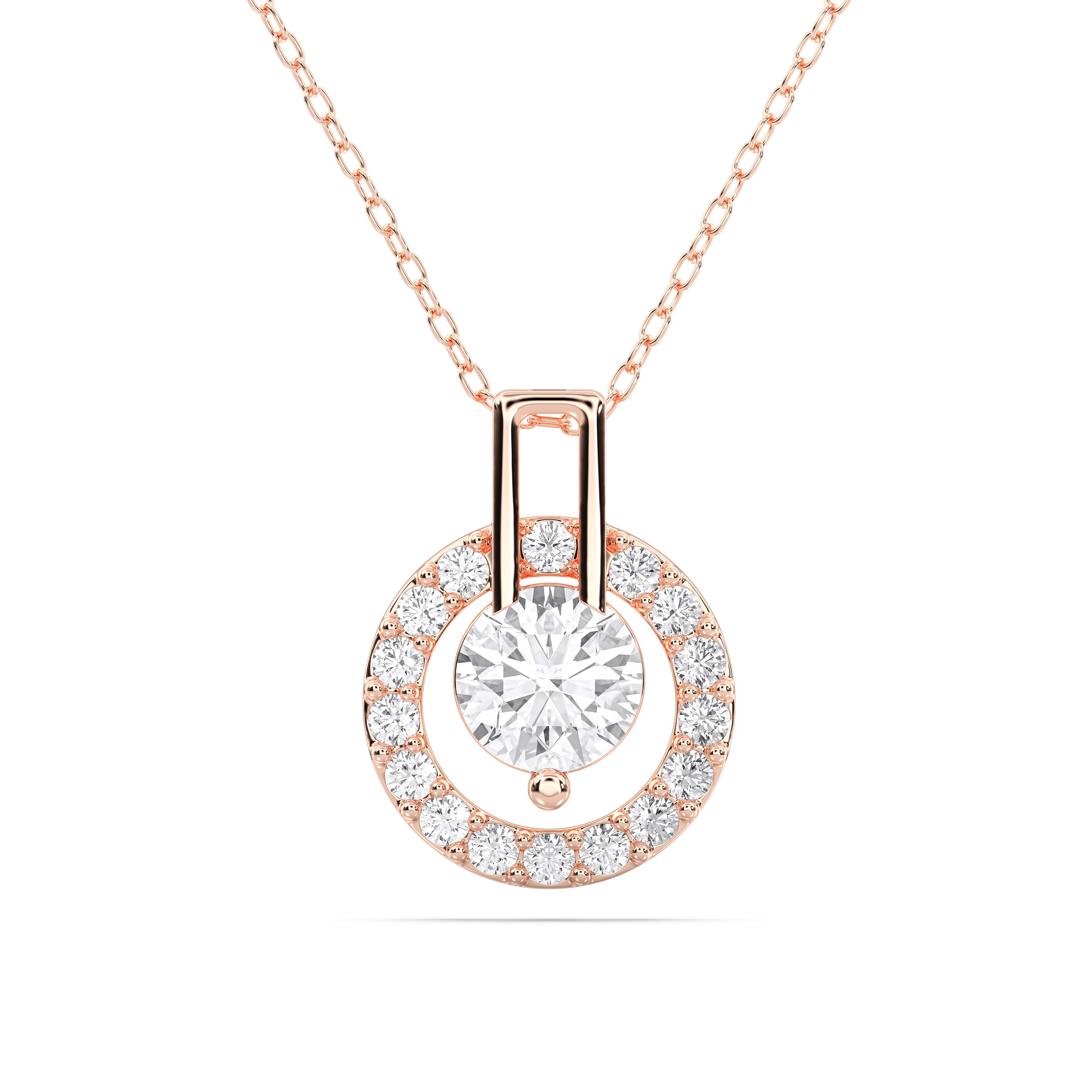 1.40 Carat Round Lab Grown Diamond Roullete Pendant Made in Solid Gold
