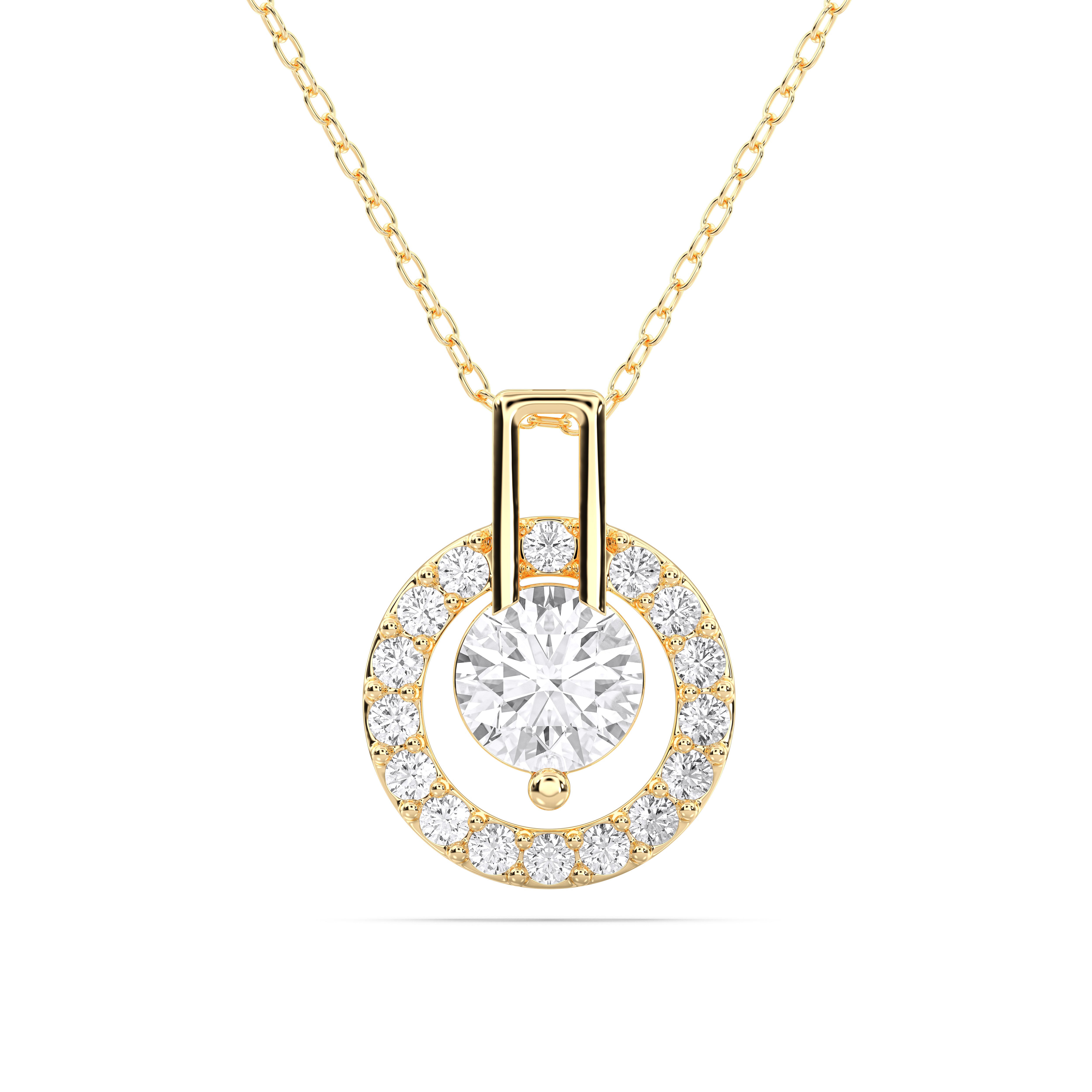 1.40 Carat Round Lab Grown Diamond Roullete Pendant Made in Solid Gold