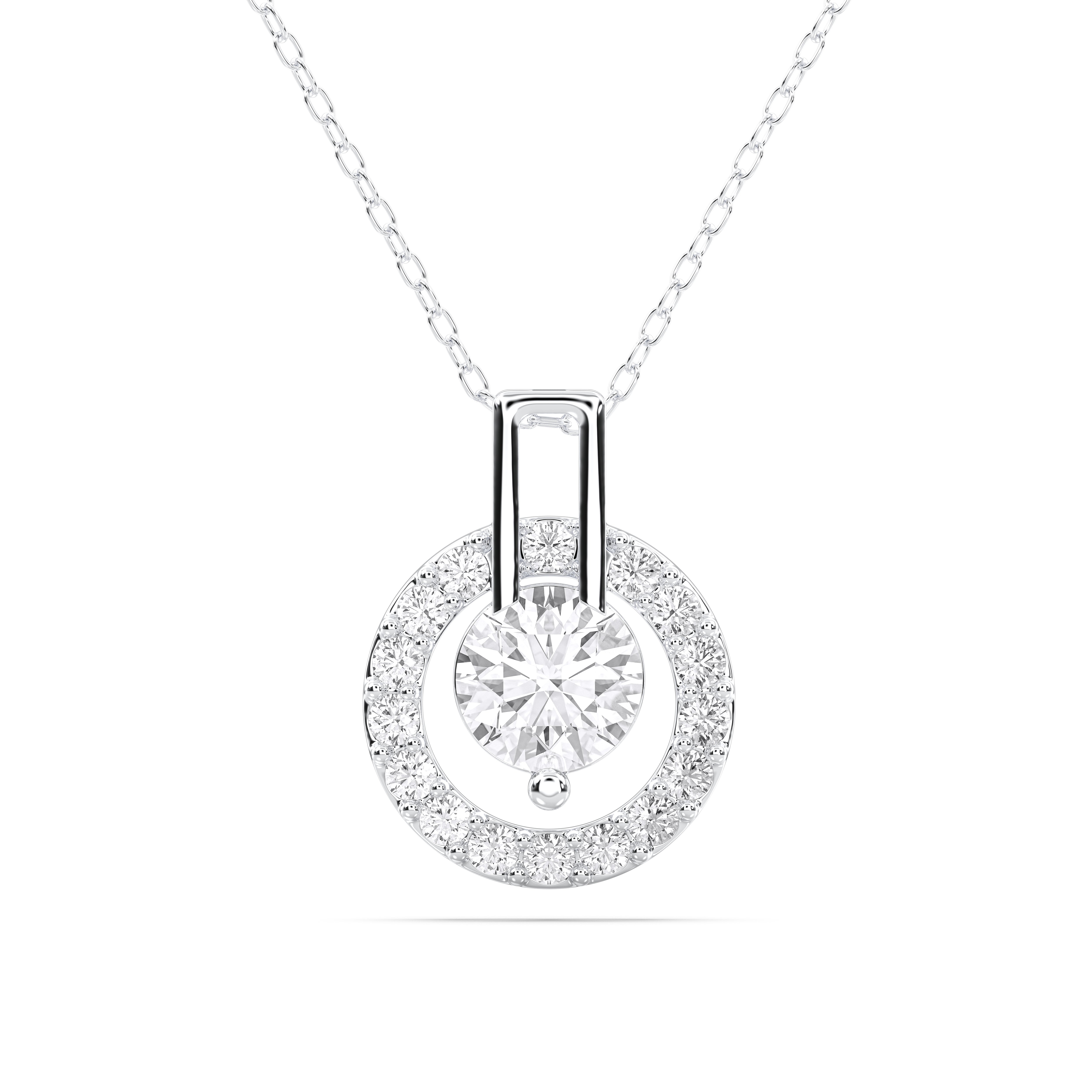 1.40 Carat Round Lab Grown Diamond Roullete Pendant Made in Solid Gold