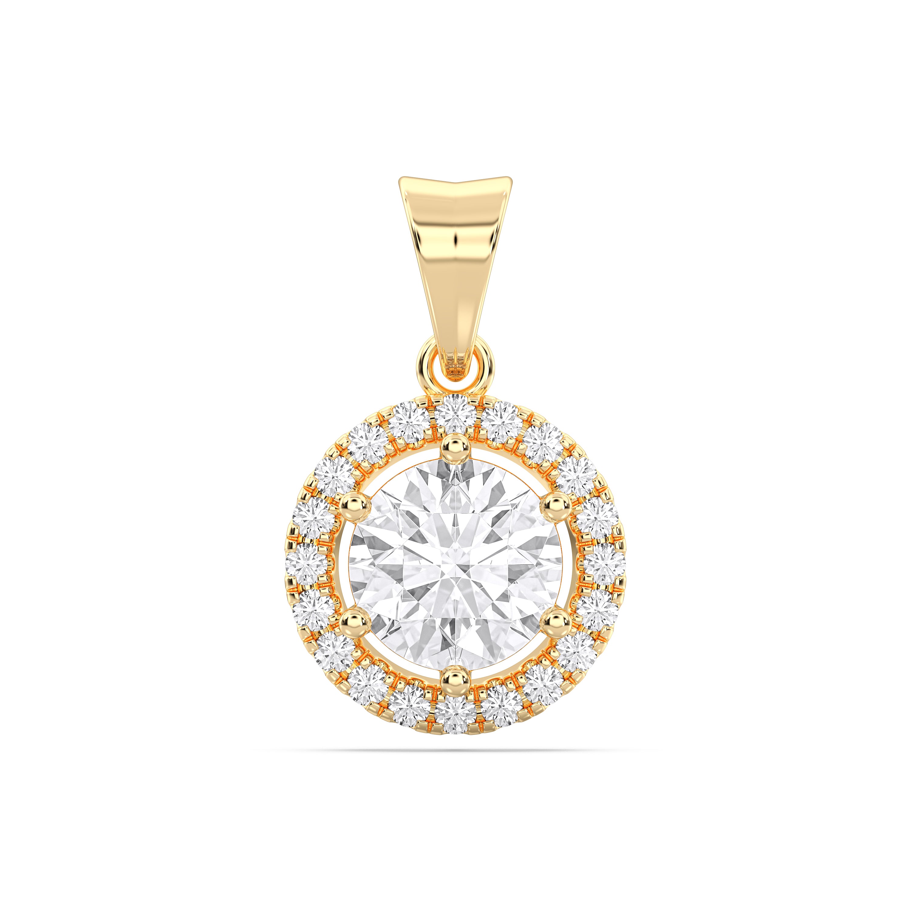 4.80 Carat Round Lab Grown Diamond Halo Pendant Made in Solid Gold
