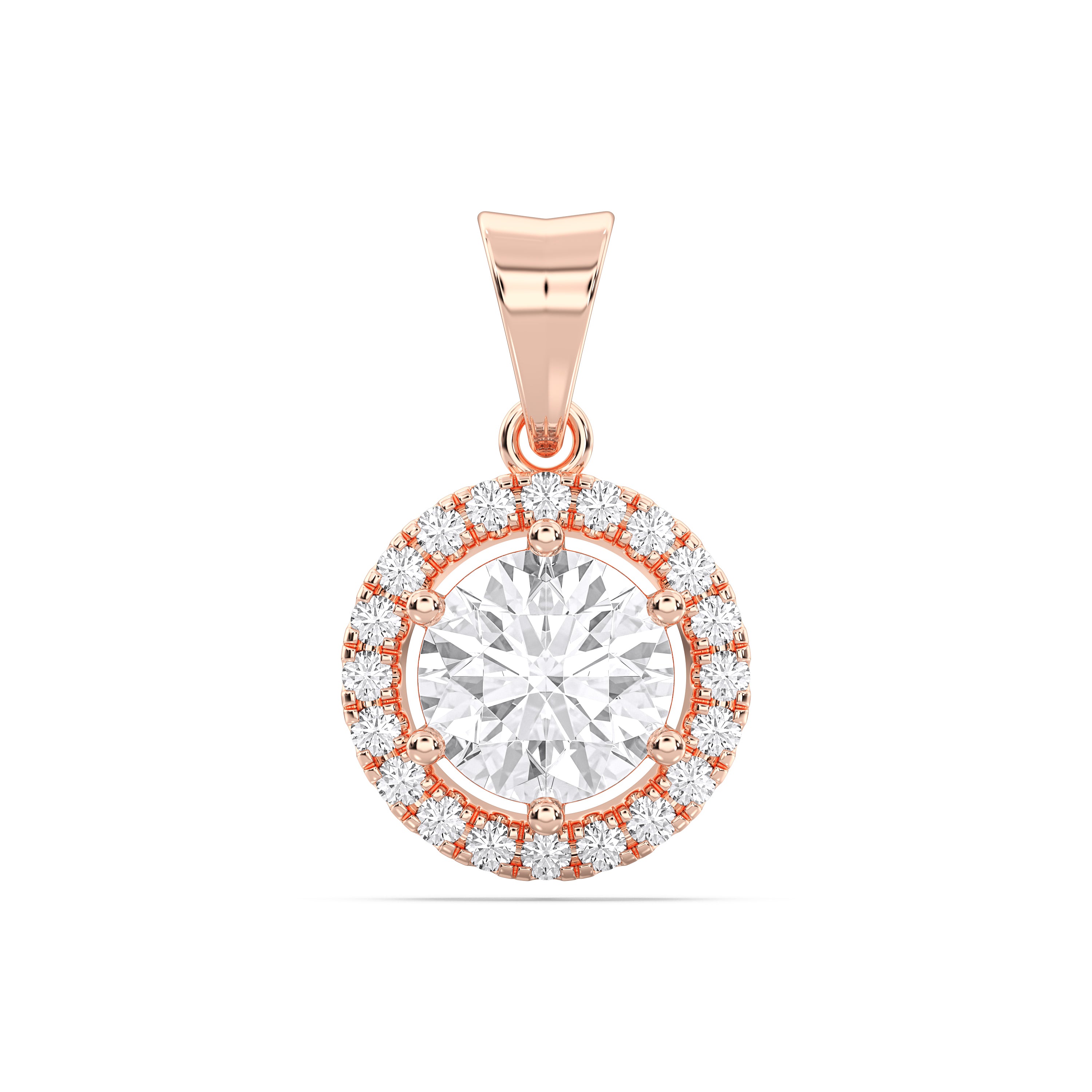 4.80 Carat Round Lab Grown Diamond Halo Pendant Made in Solid Gold