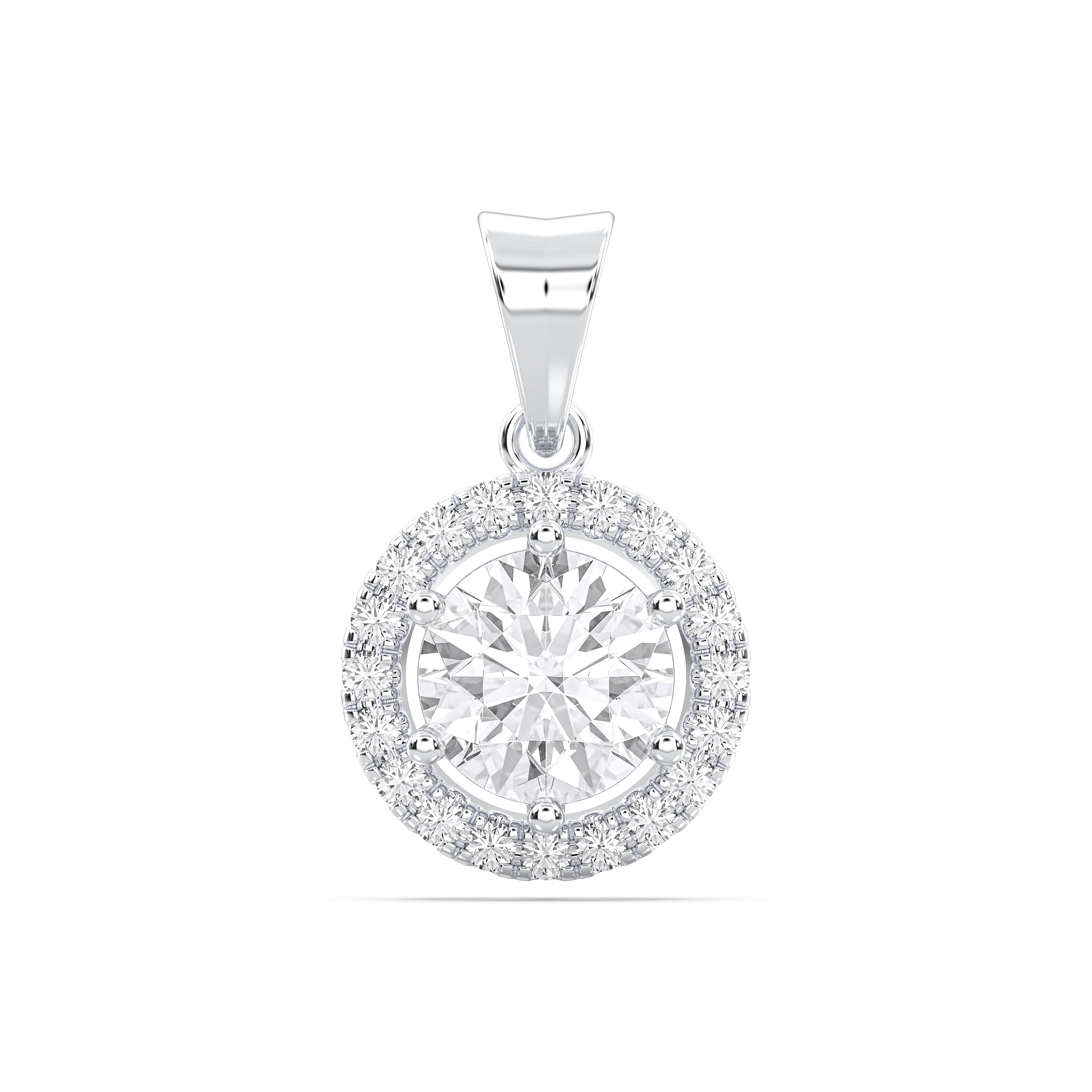4.80 Carat Round Lab Grown Diamond Halo Pendant Made in Solid Gold