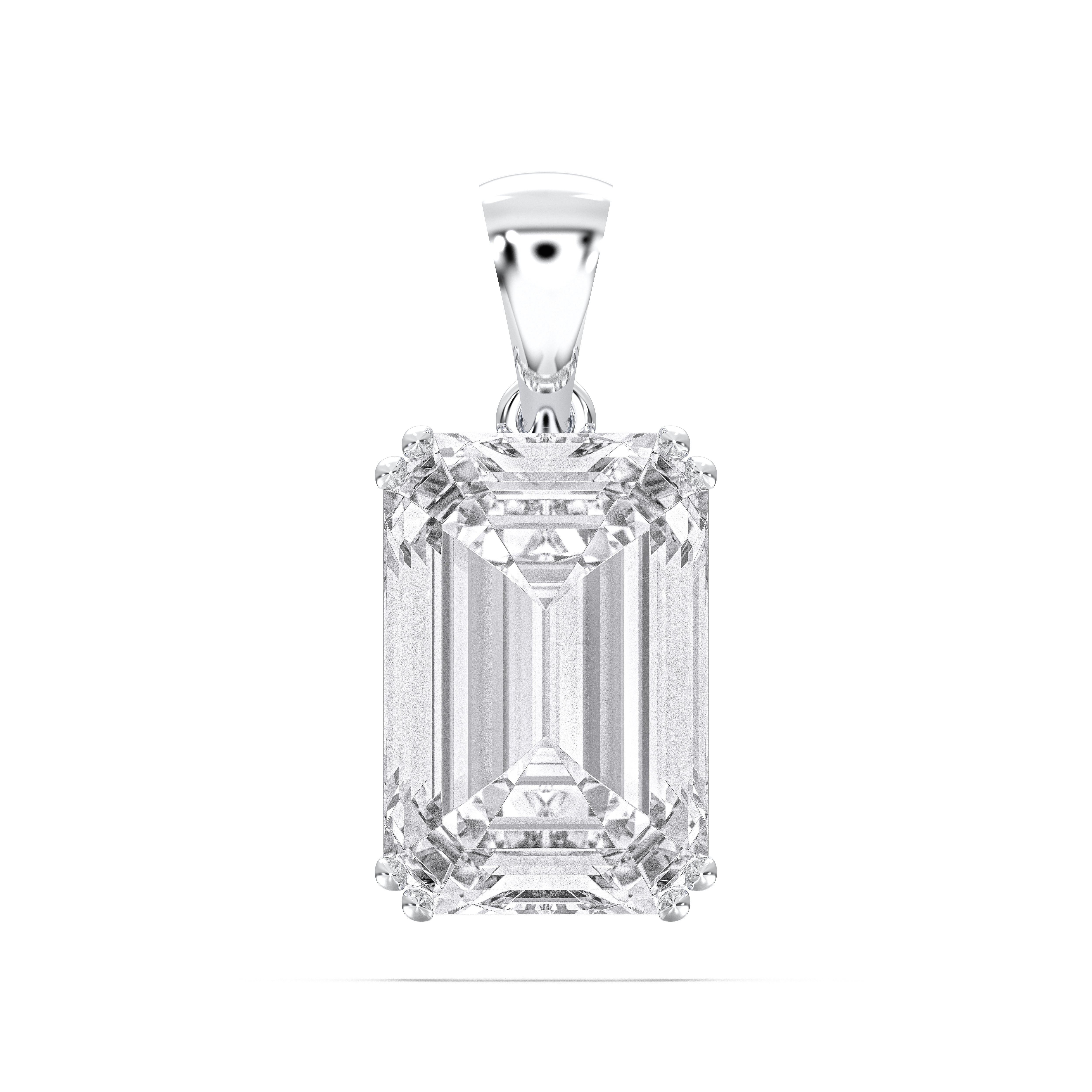 33 Carat Emerald Shape Lab Grown Diamond Solitaire Pendant Made in Solid Gold