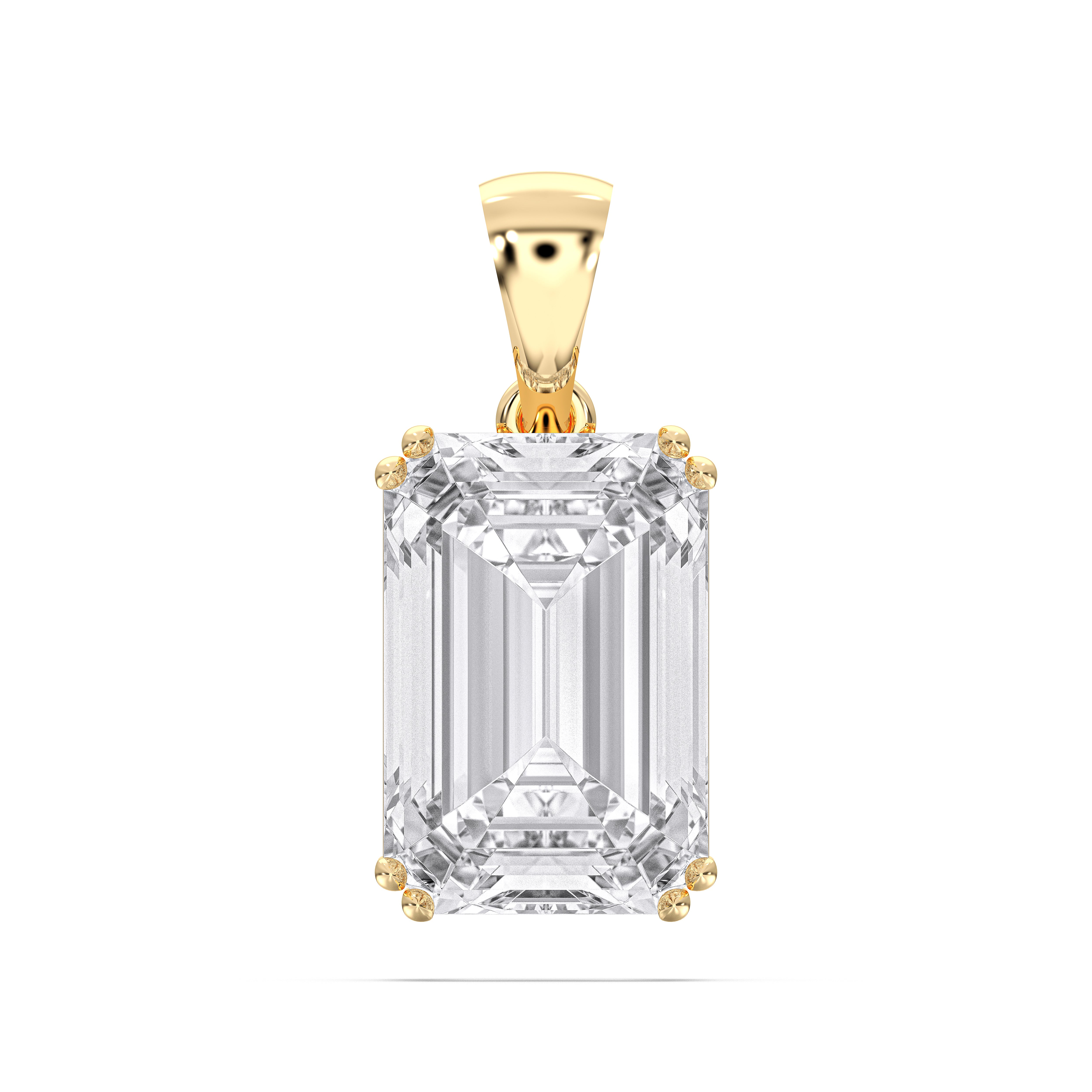 33 Carat Emerald Shape Lab Grown Diamond Solitaire Pendant Made in Solid Gold