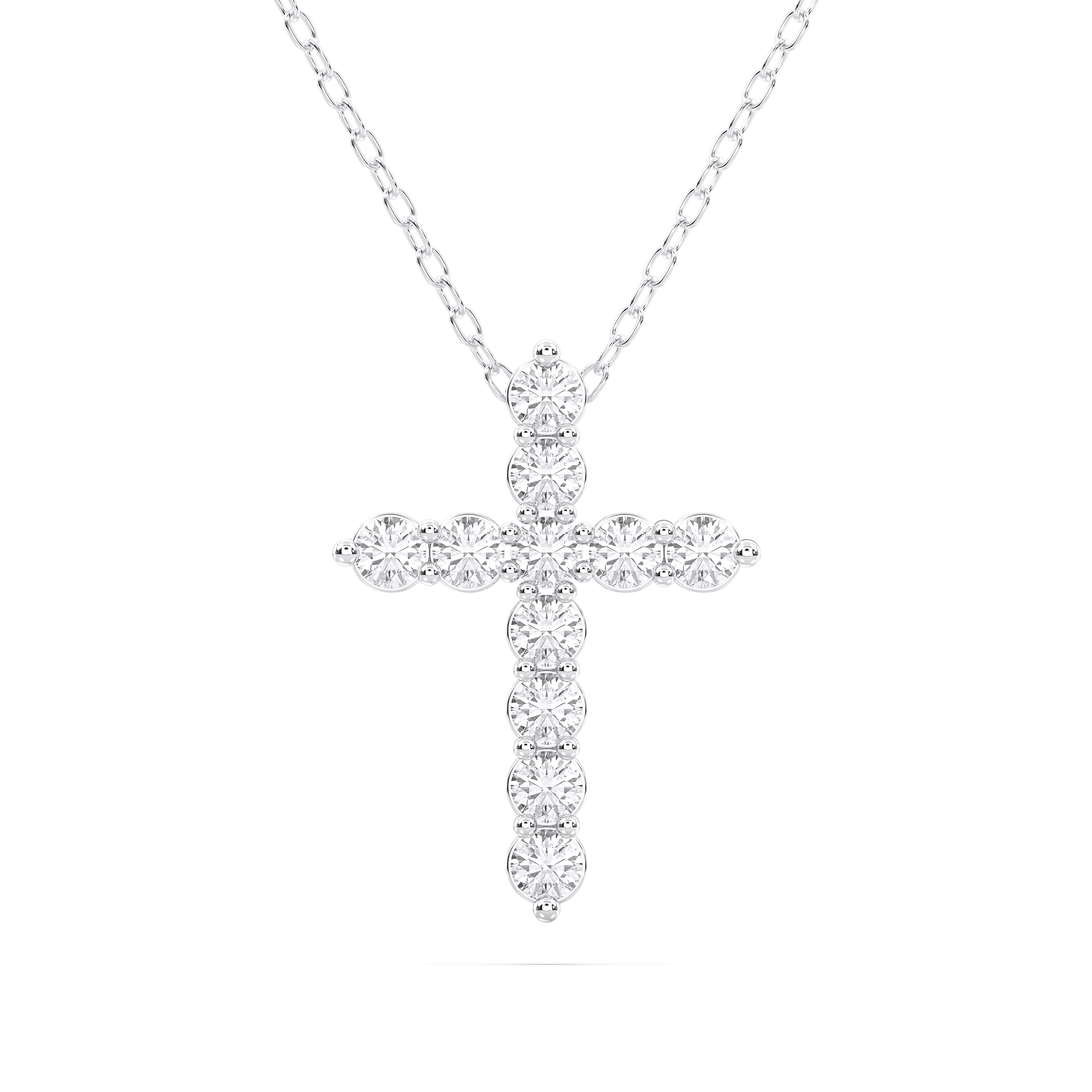 0.55 Carat Round Lab Grown Diamond Cross Pendant Made in Solid Gold