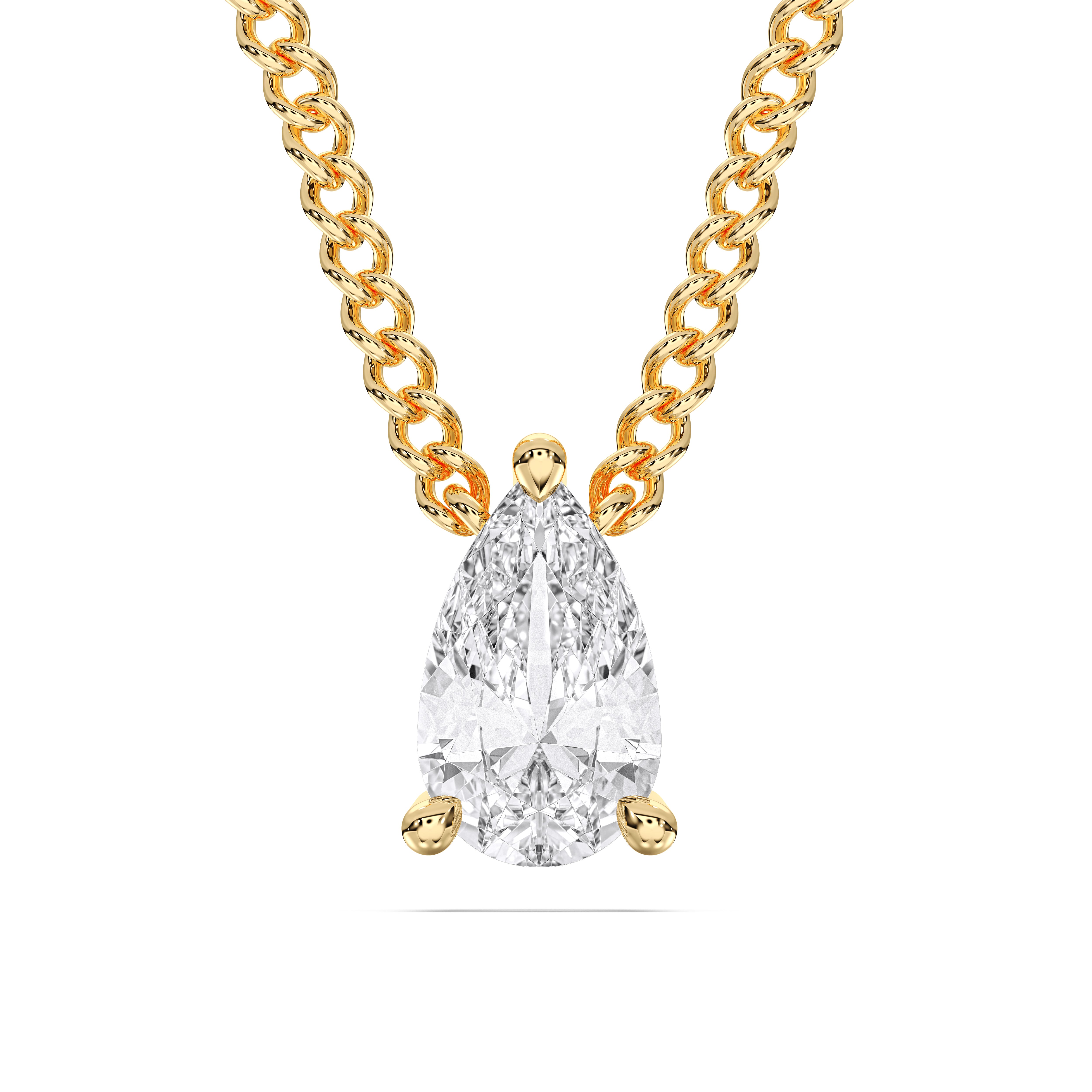 1.00 Carat Pear Shape Lab Grown Diamond Solitaire Stud Pendant Made in Solid Gold